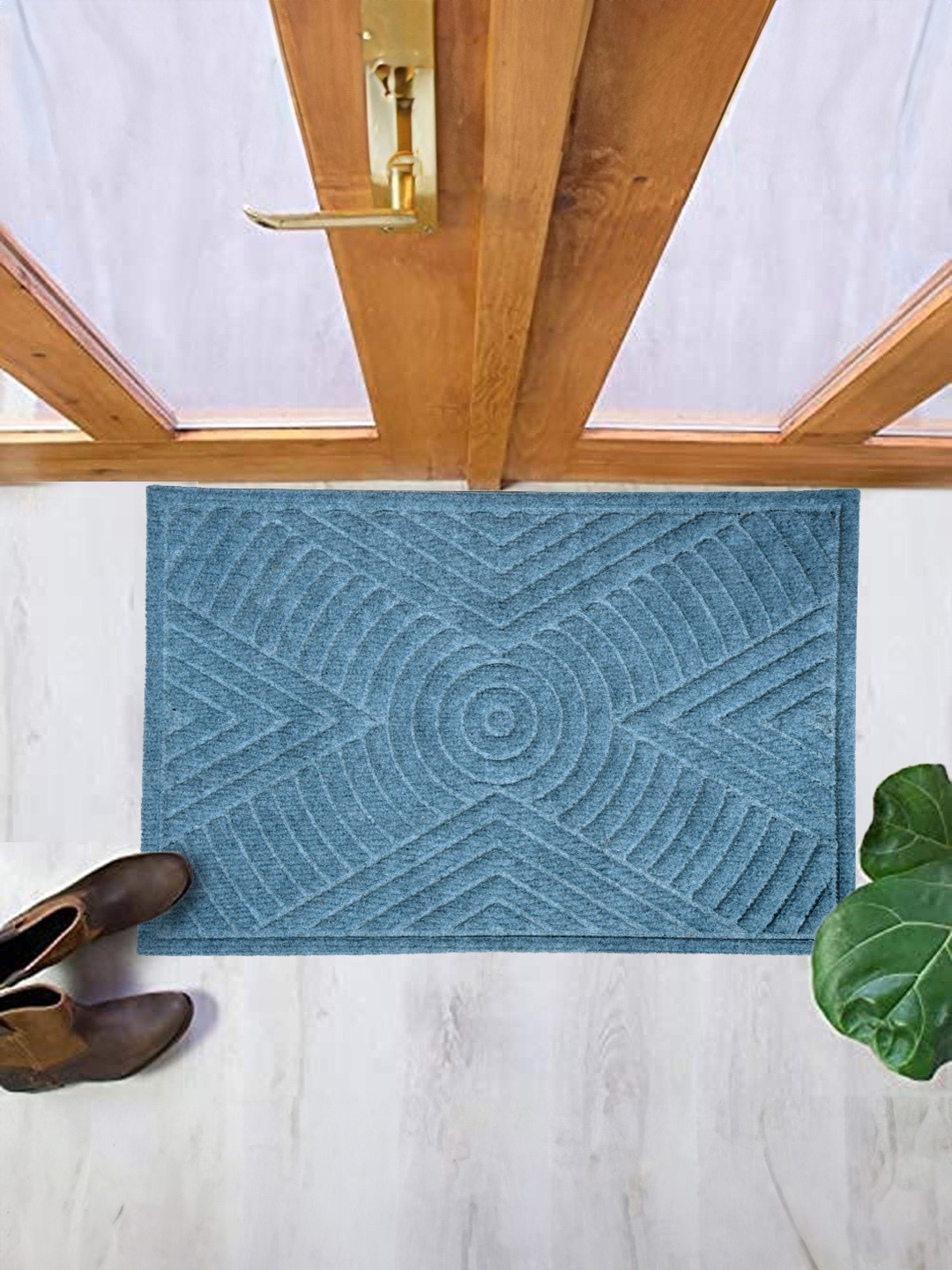 

Aura Blue Self-Design Anti-Skid Dirt Collecting Doormat