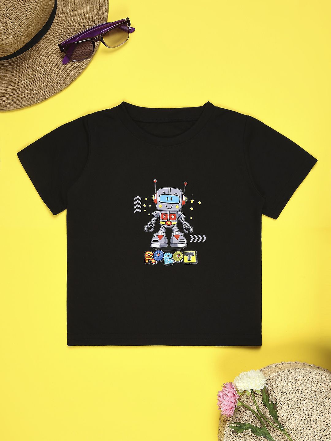 

Cutiekins Boys Round Neck Short Sleeves Graphic Printed Regular Fit Cotton T-shirt, Navy blue