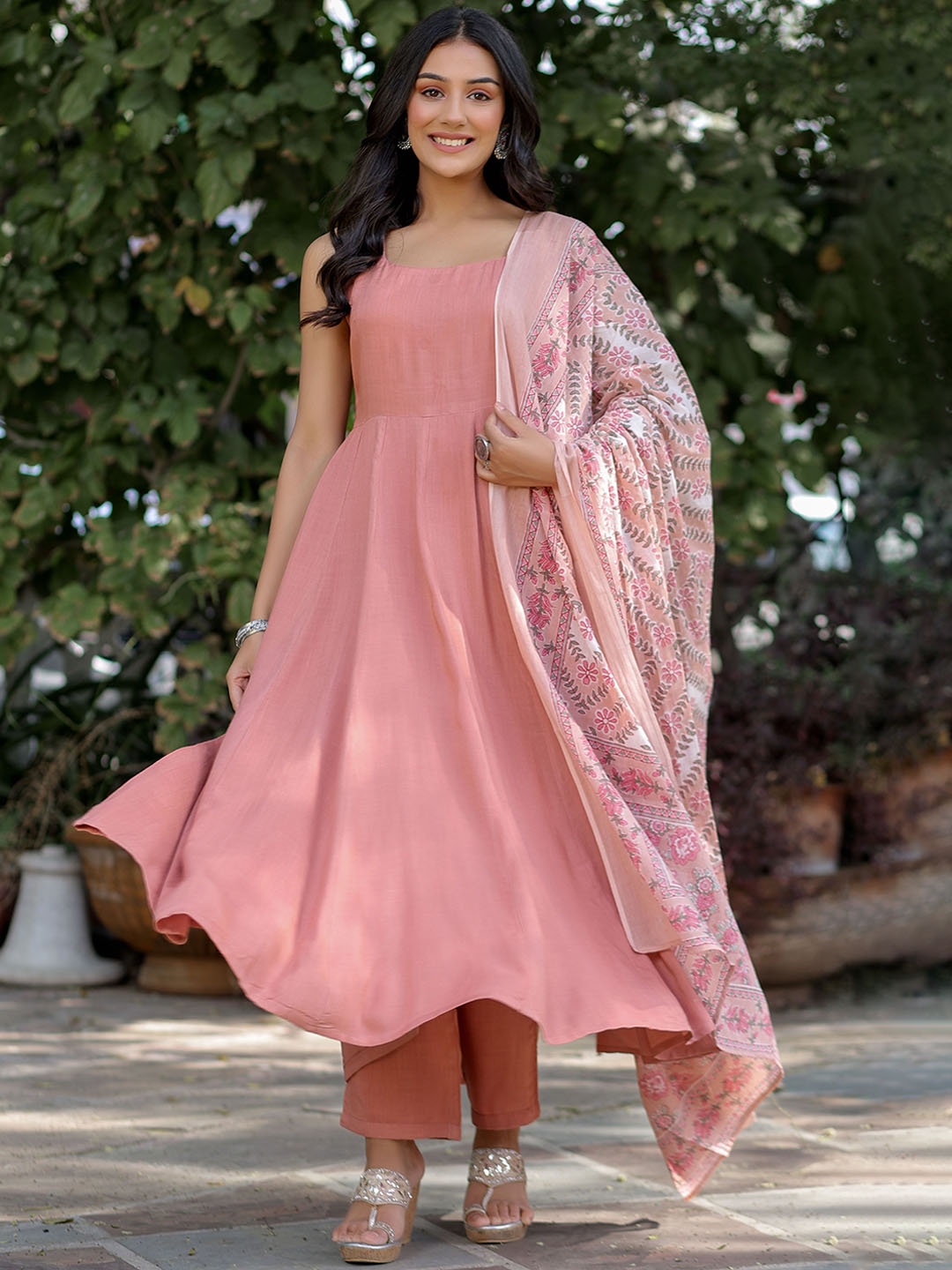 

KASYA Regular Kurta with Trousers & With Dupatta, Peach