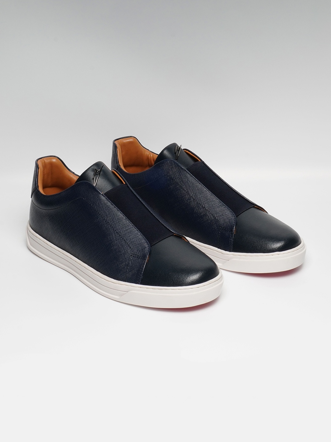 

ZEESH Men Leather Slip-On Sneakers, Blue