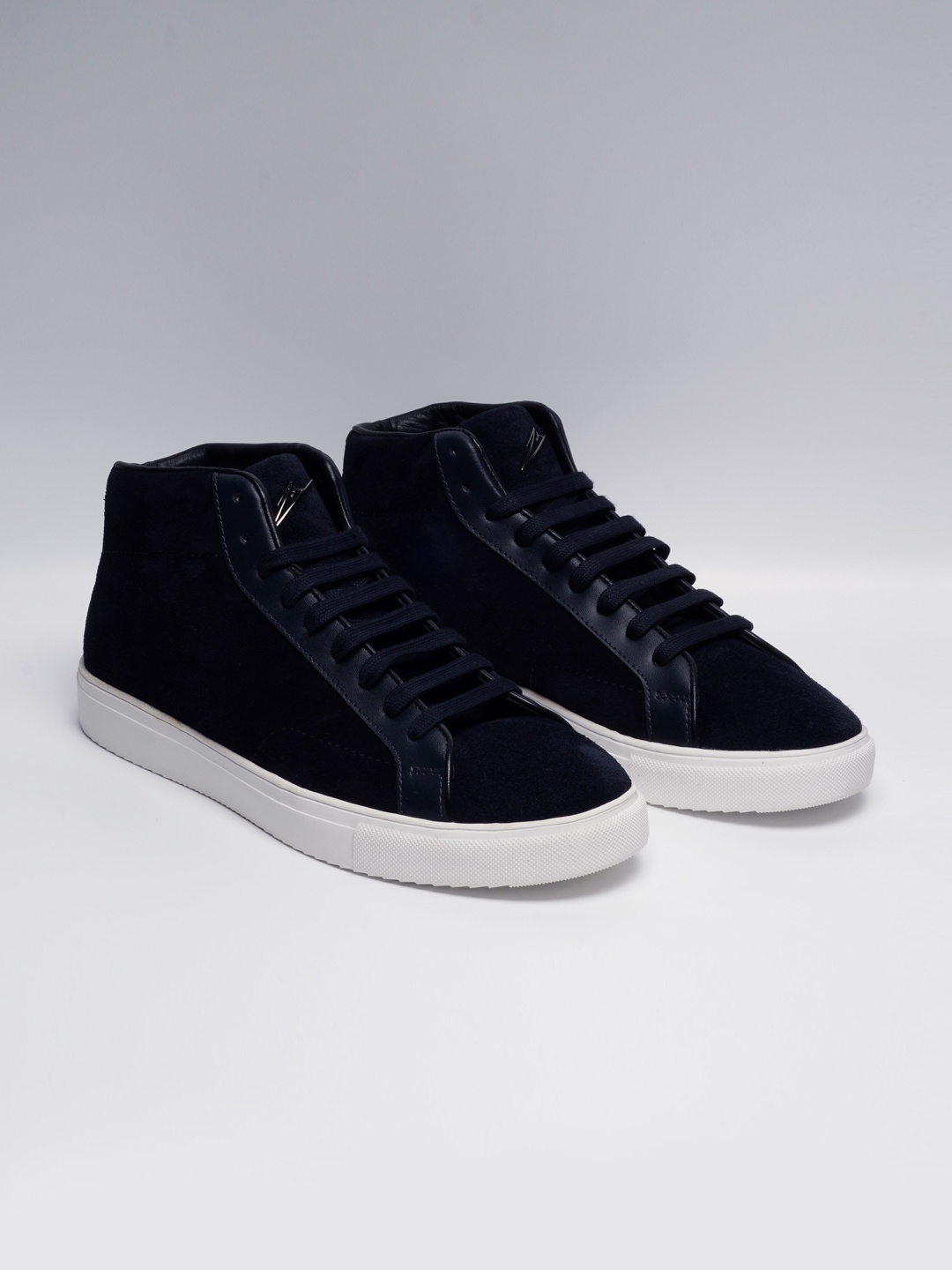 

ZEESH Men Leather Lightweight Lace-Ups Sneakers, Navy blue