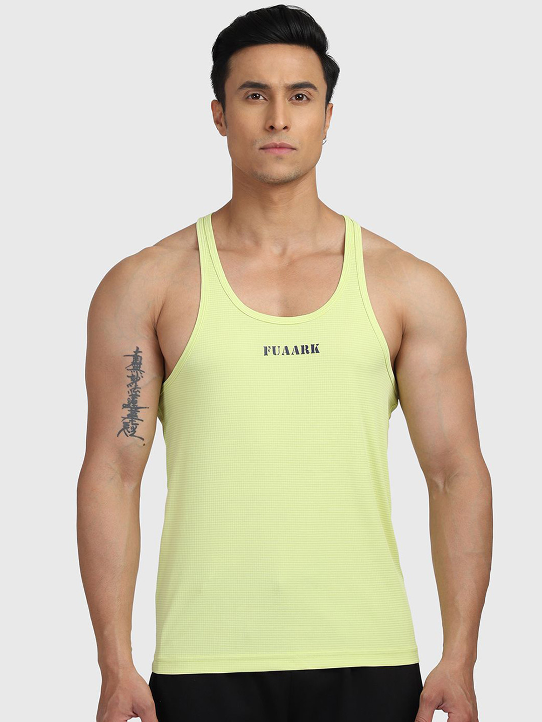 

FUAARK Men Slim-Fit Innerwear Gym Vests, Lime green