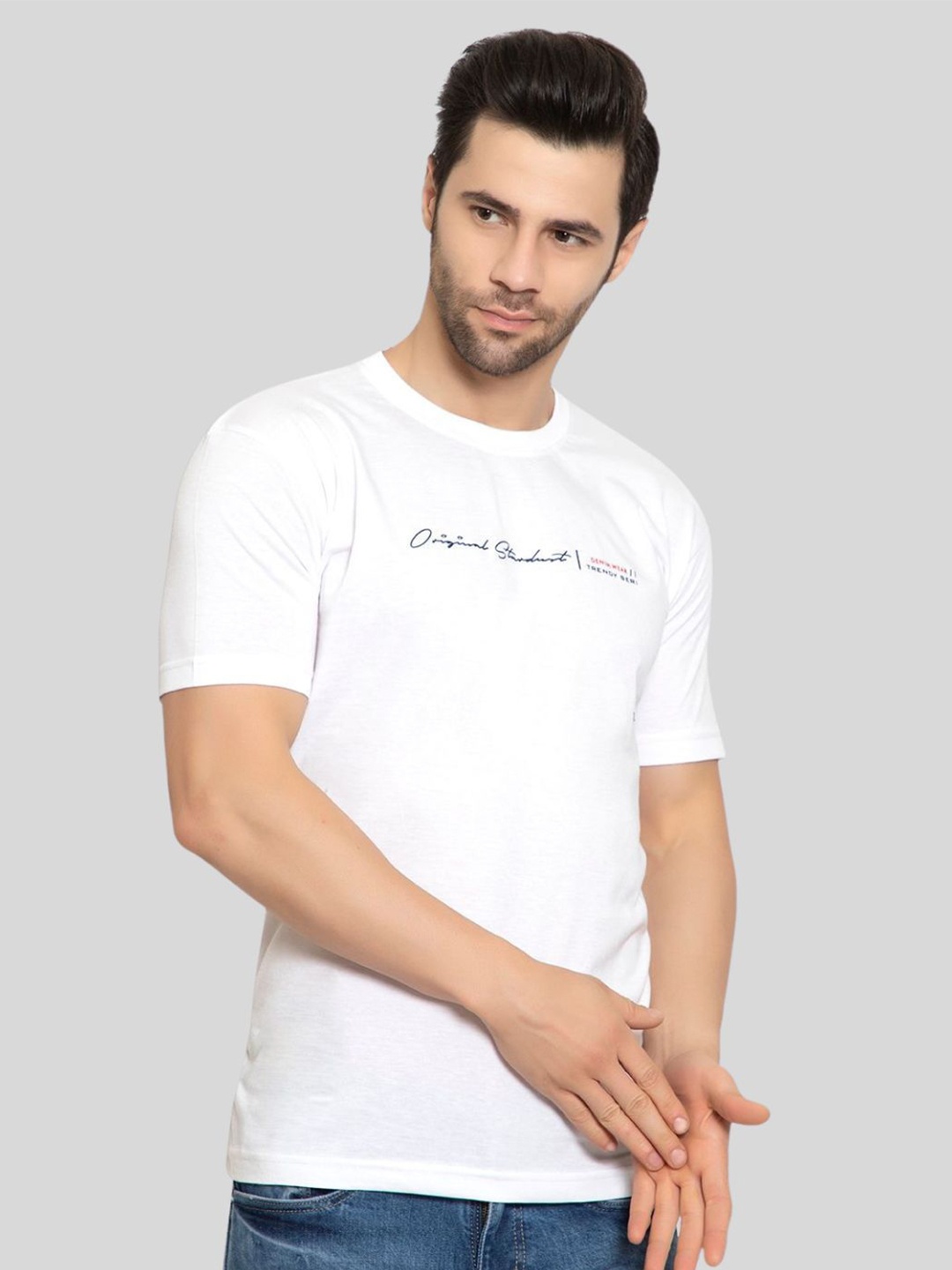 

ZEFFIT Men Typography Printed Round Neck T-shirt, White