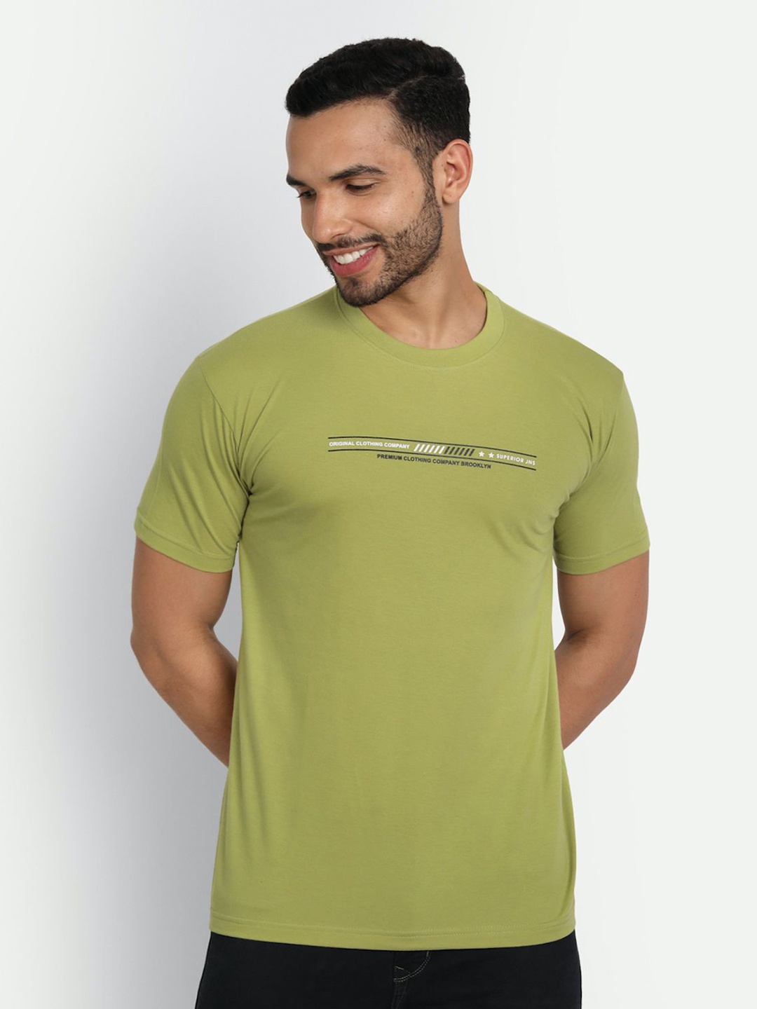 

ZEFFIT Men Typography Printed Round Neck T-shirt, Green