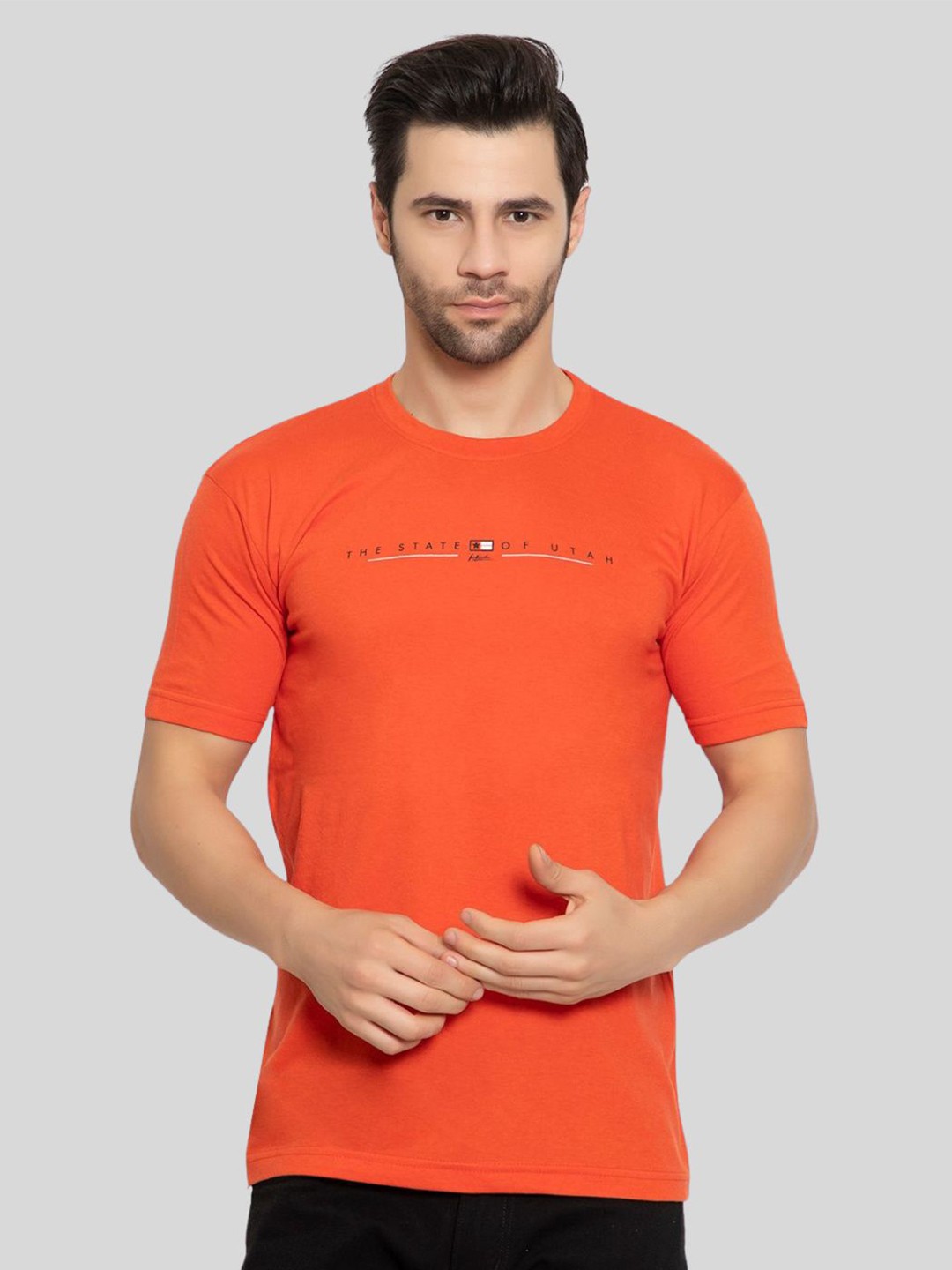 

ZEFFIT Men Applique T-shirt, Rust
