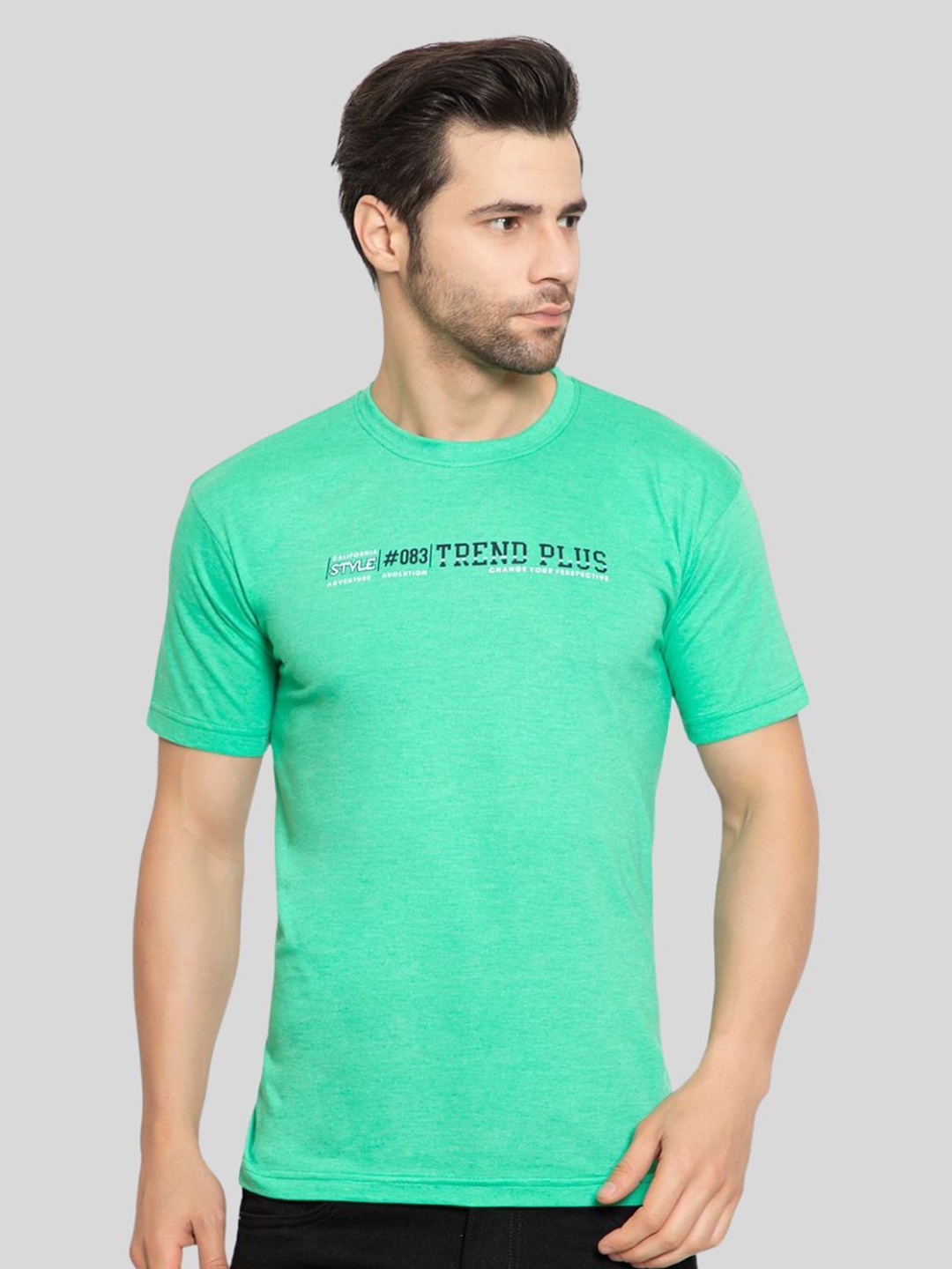

ZEFFIT Men Typography Printed Round Neck T-shirt, Green