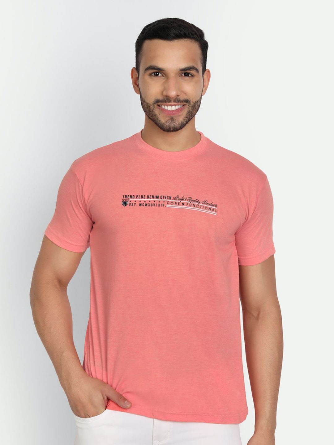 

ZEFFIT Typography Printed Round Neck Short Sleeves Cotton T-shirt, Orange