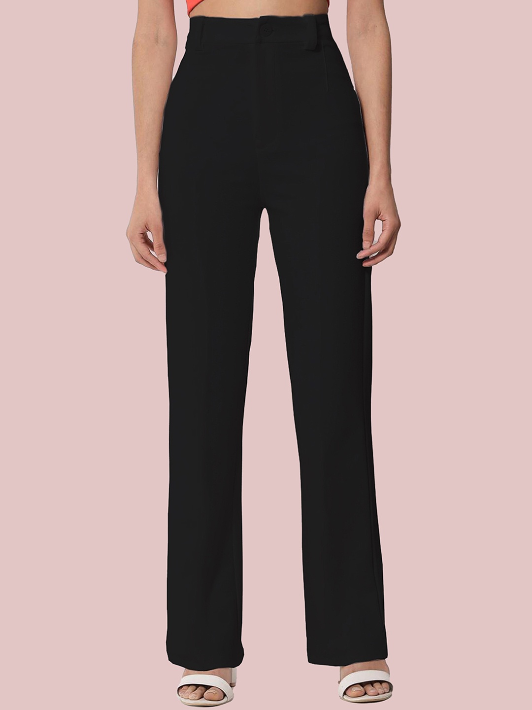 

N N ENTERPRISE Women Regular Fit Mid-Rise Regular Trousers, Black