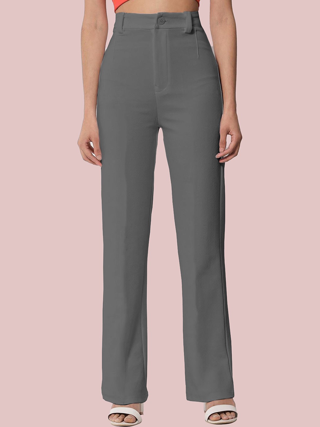 

N N ENTERPRISE Women Original High-Rise Trousers, Grey