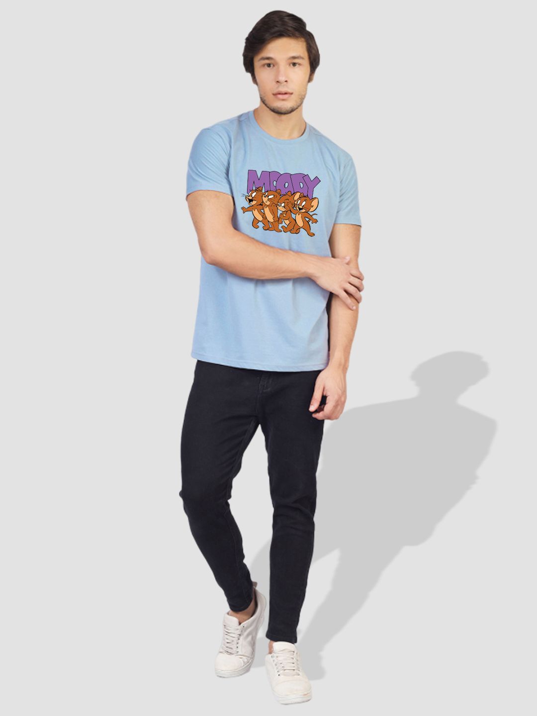 

Greylongg Blue Typography Printed Short Sleeves T-Shirt