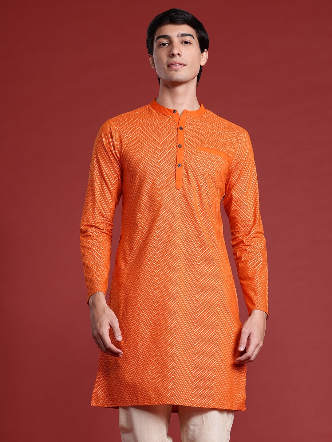 

Anouk Chevron Printed Kurta, Orange