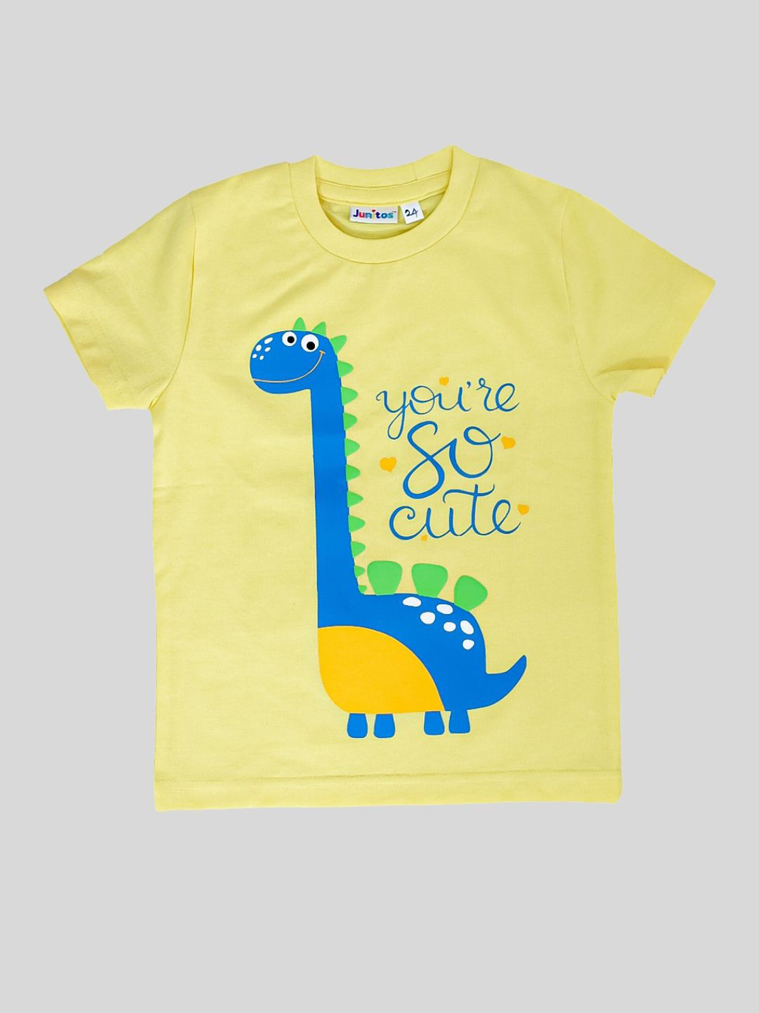 

JUNITOS Boys Round Neck Printed Cotton T-shirt, Yellow