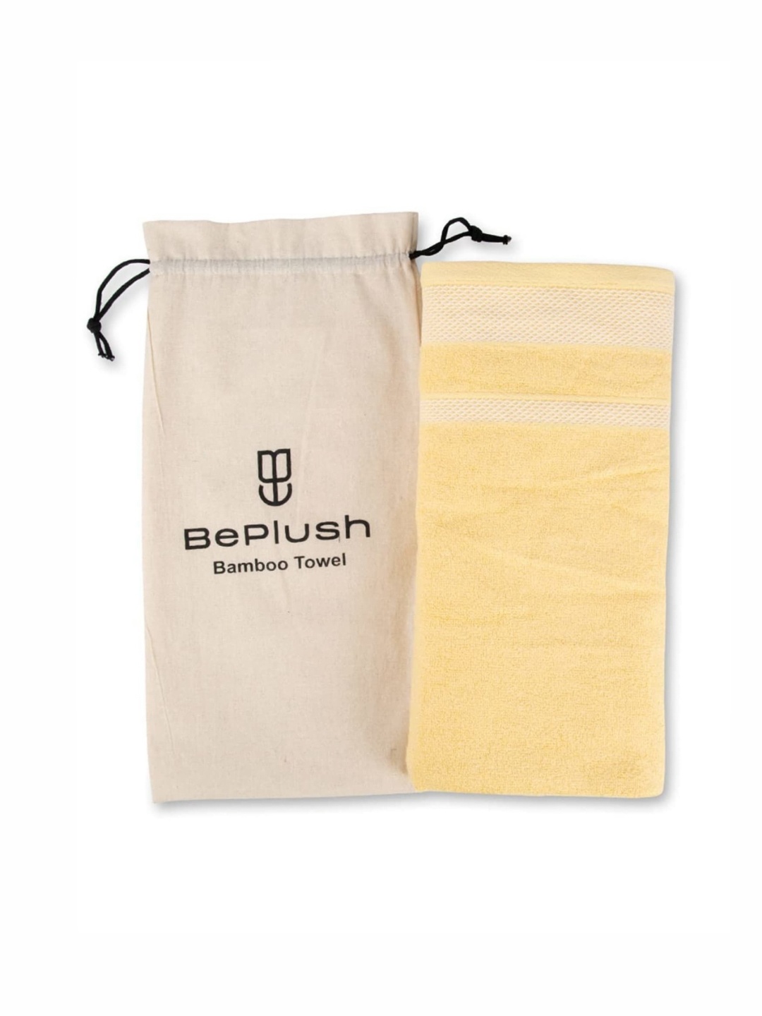 

BePlush Yellow & Off White 2 Pieces Striped Bamboo 450 GSM Bath Towels