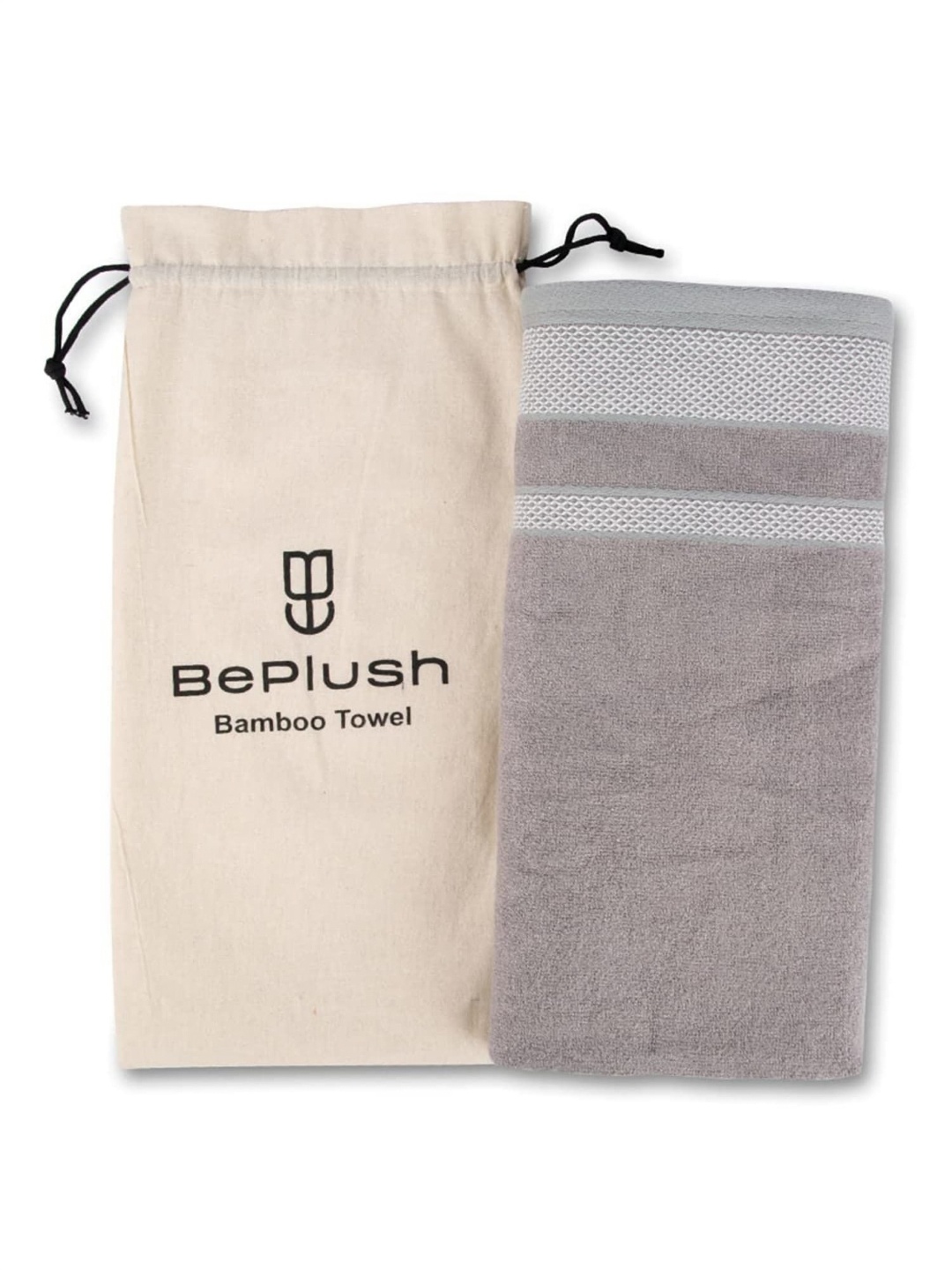 

BePlush Grey & White 2 Pieces Striped Bamboo 450 GSM Bath Towel