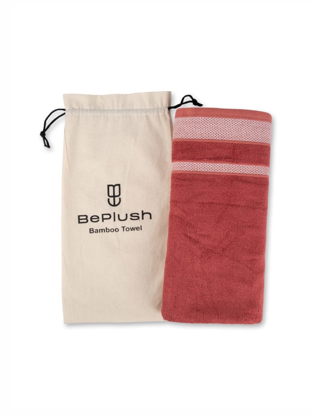 

BePlush Rust & White 2 Pieces Printed Bamboo 450 GSM Bath Towels