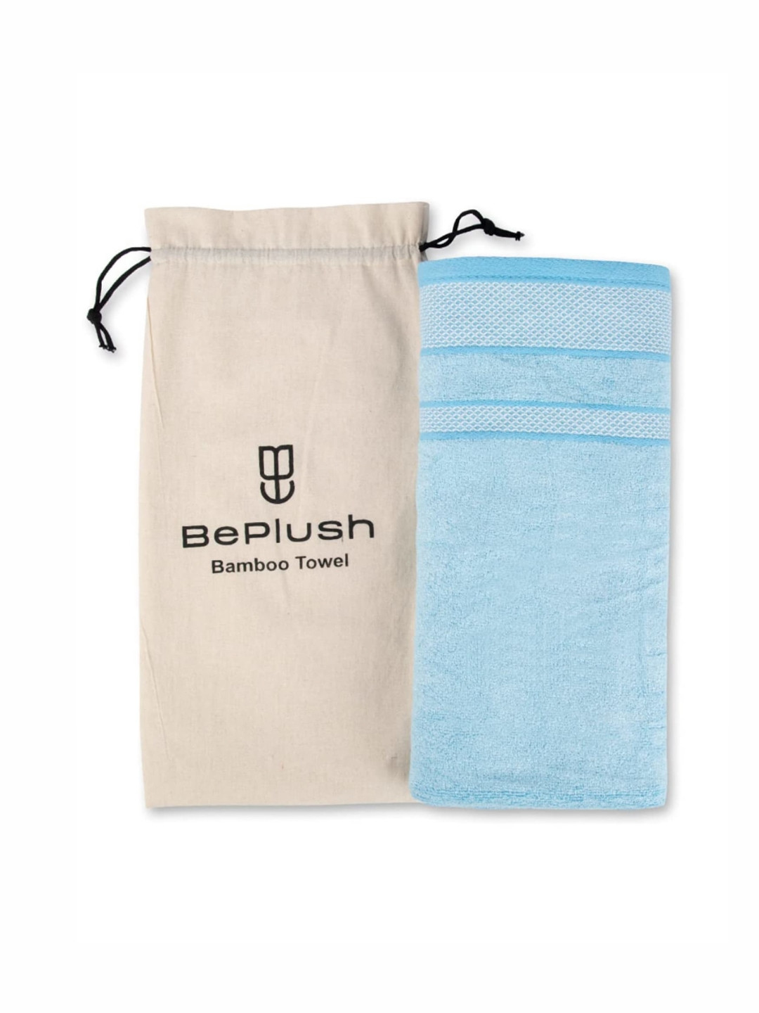 

BePlush Blue & White 2 Pieces Striped Bamboo 450 GSM Bath Towel