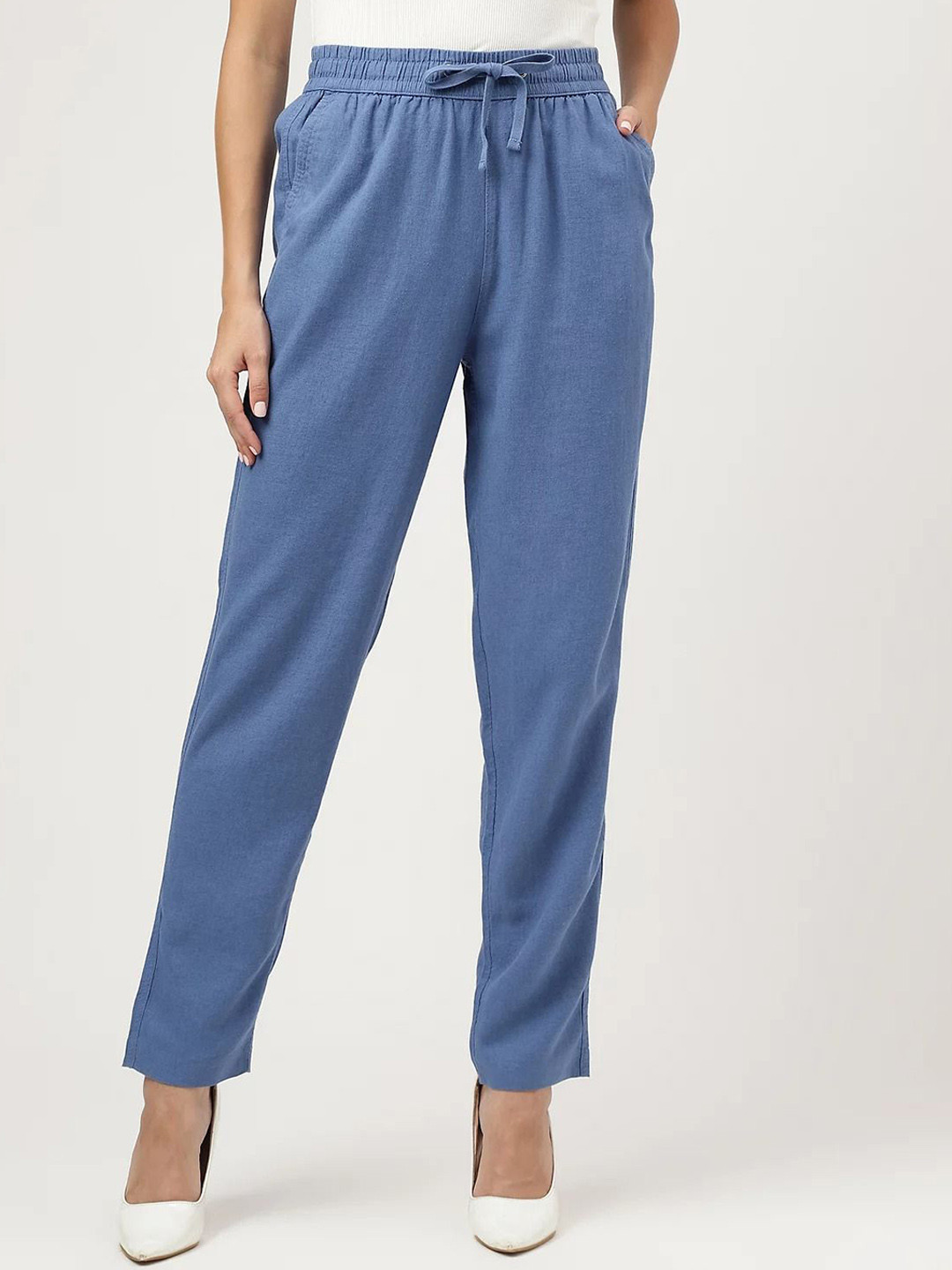 

Marks & Spencer Women Regular Fit Mid-Rise Trouser, Blue