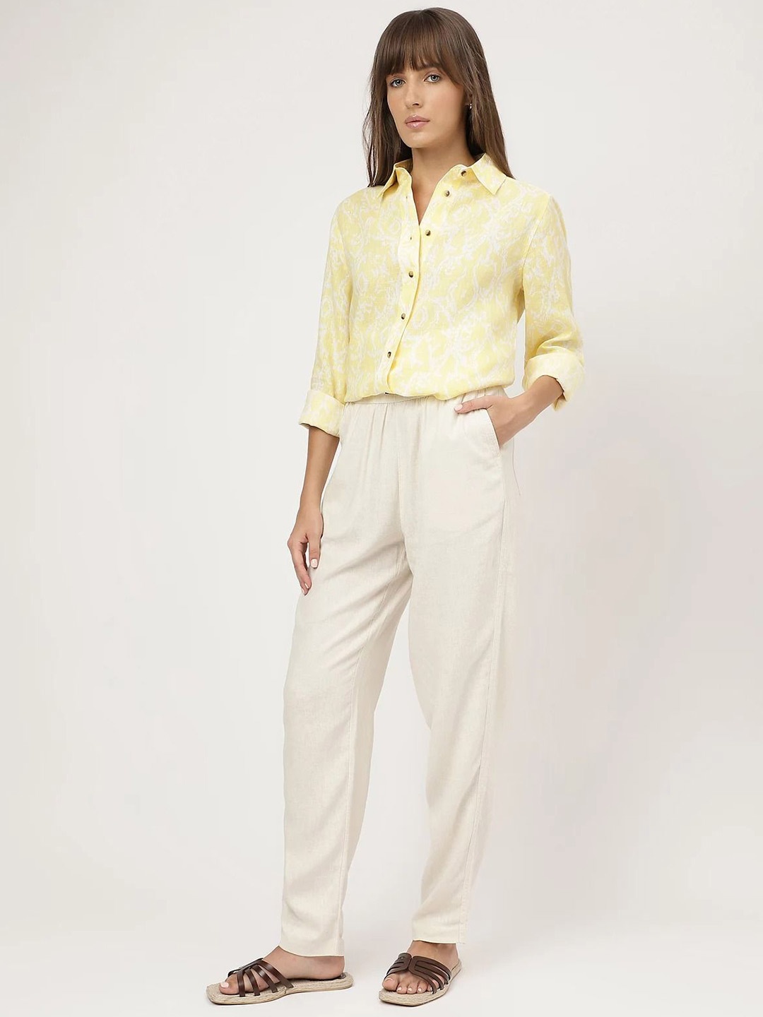 

Marks & Spencer Abstract Printed Pure Linen Casual Shirt, Yellow