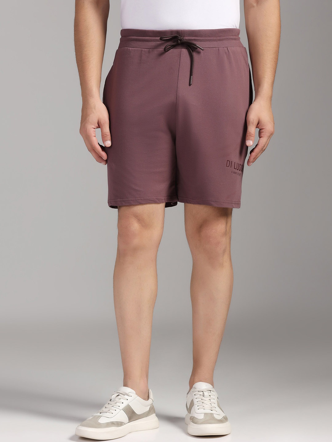 

DI LUSSO Men Above Knee High-Rise Pure Cotton Regular Shorts, Purple