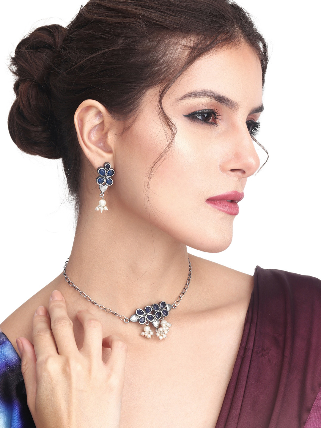 

Anvik Silver-Plated Stone-Studded Jewellery Set