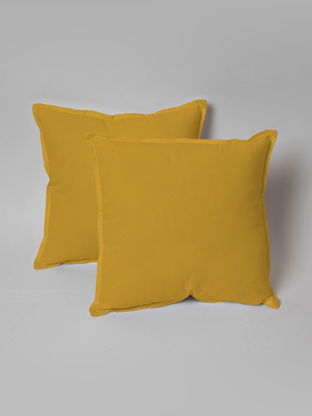 

SKANDA FAB Mustard Yellow 2 Pieces Pure Cotton Pre-Filled Sofa Cushions