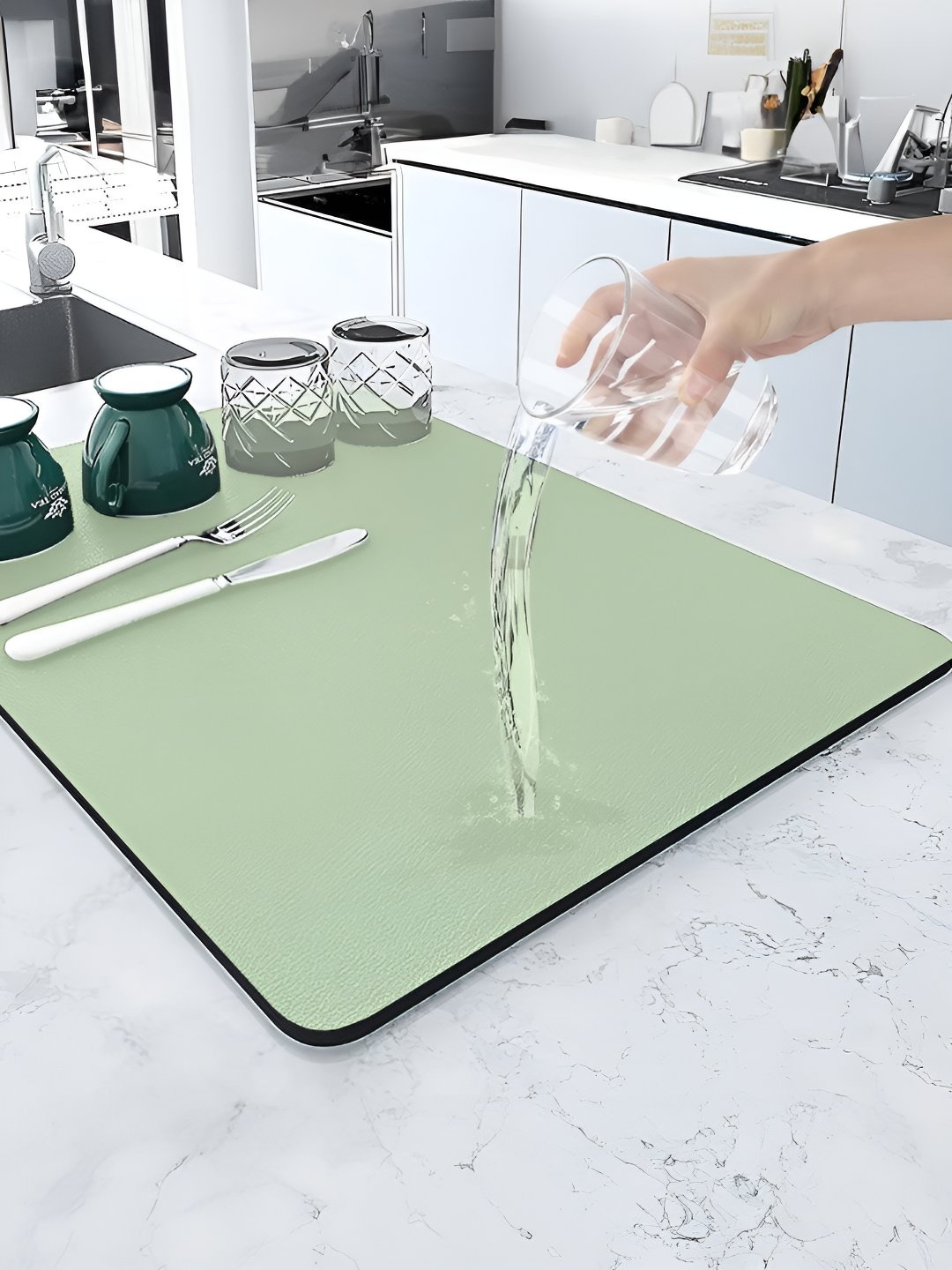 

Aura Sea-Green Anti-Skid Kitchen Mat