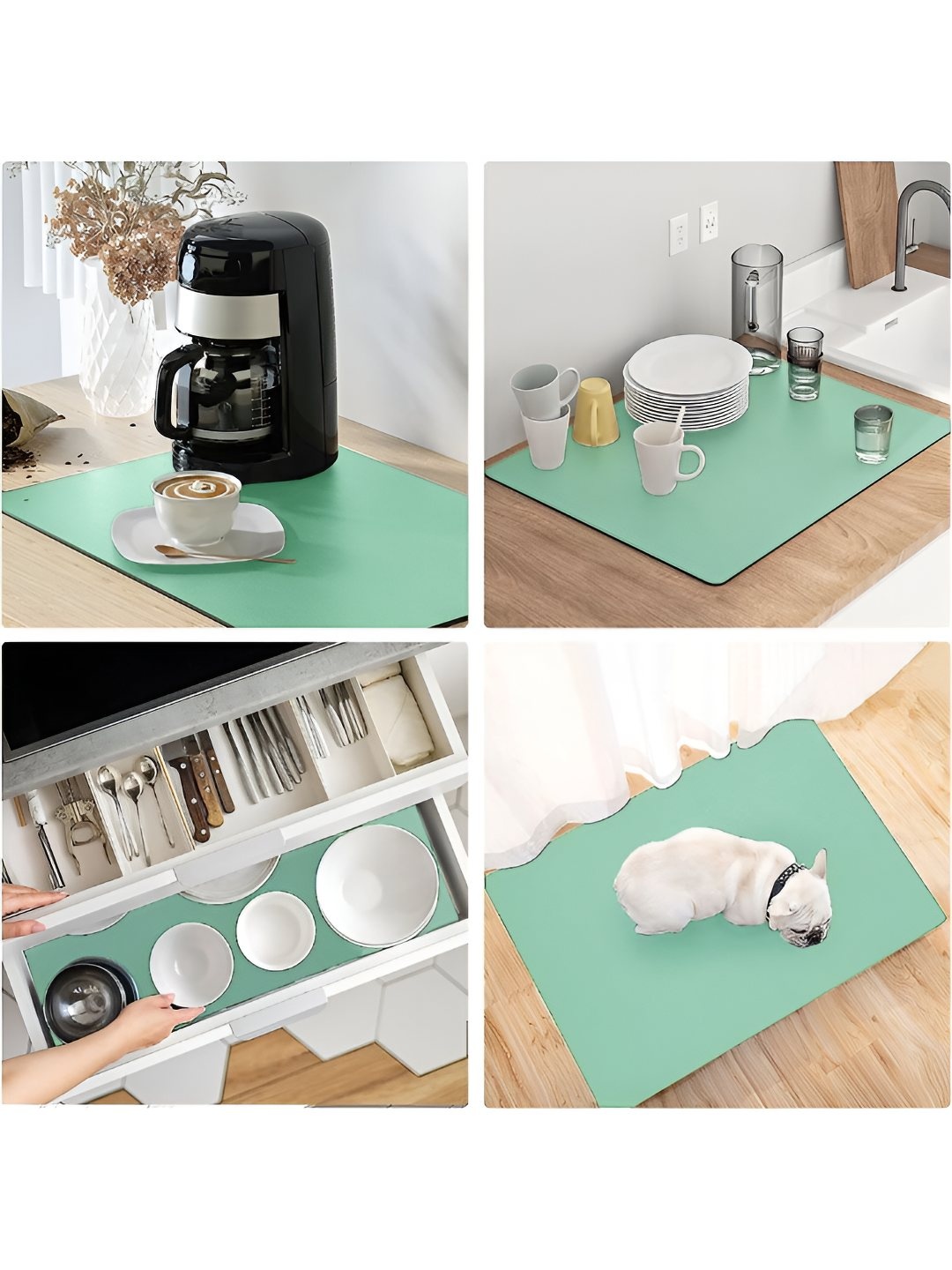 

Aura Blue Anti-Skid Kitchen Mat, Sea green