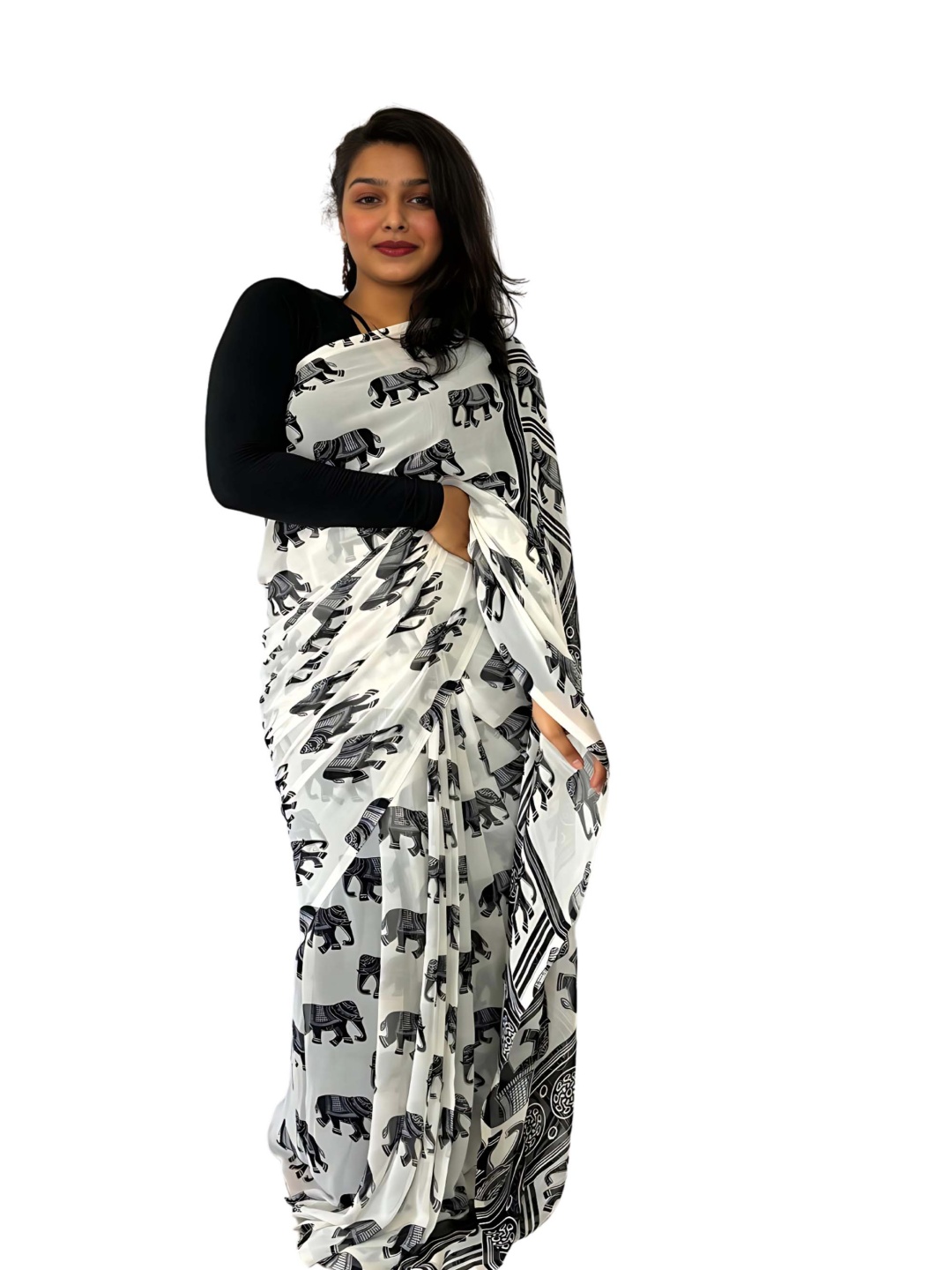 

SANJANA SILK Ethnic Motifs Saree, Black