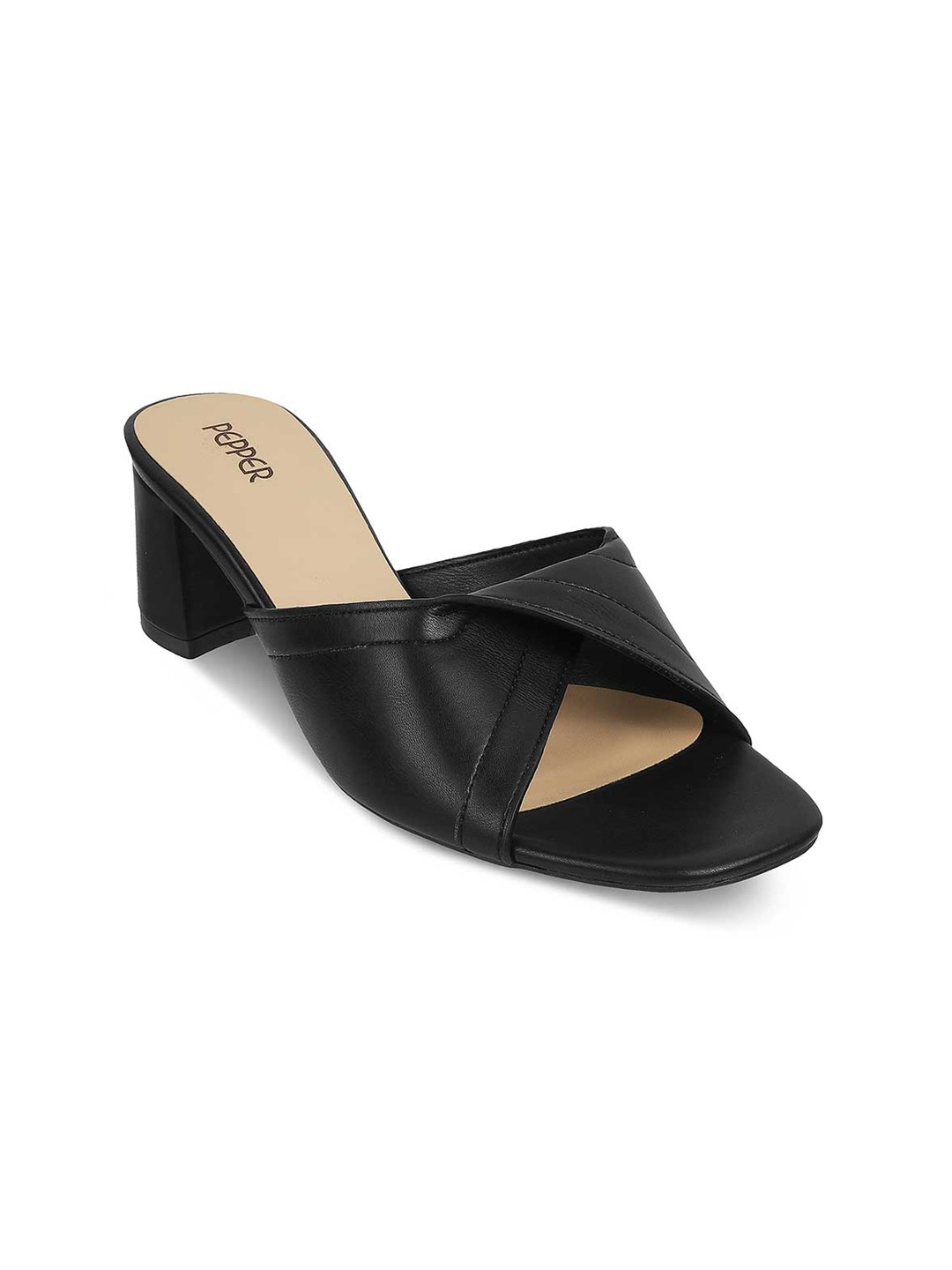 

PEPPER PU Block Heel Sandals, Black