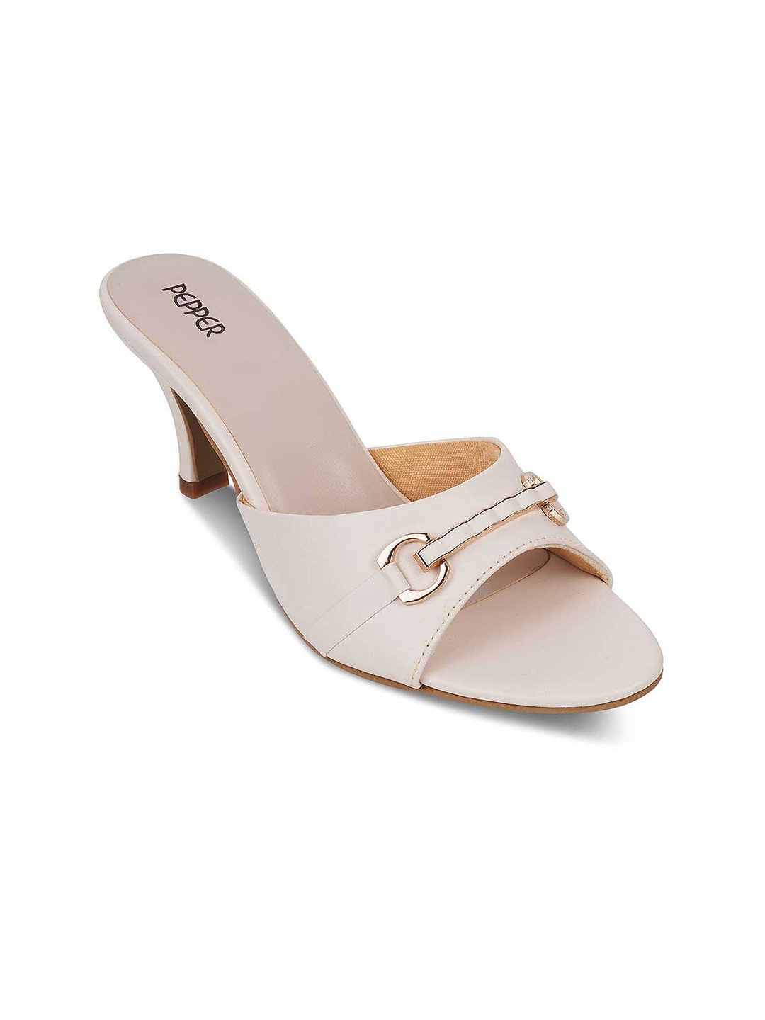 

PEPPER Open Toe Kitten Heels, Beige