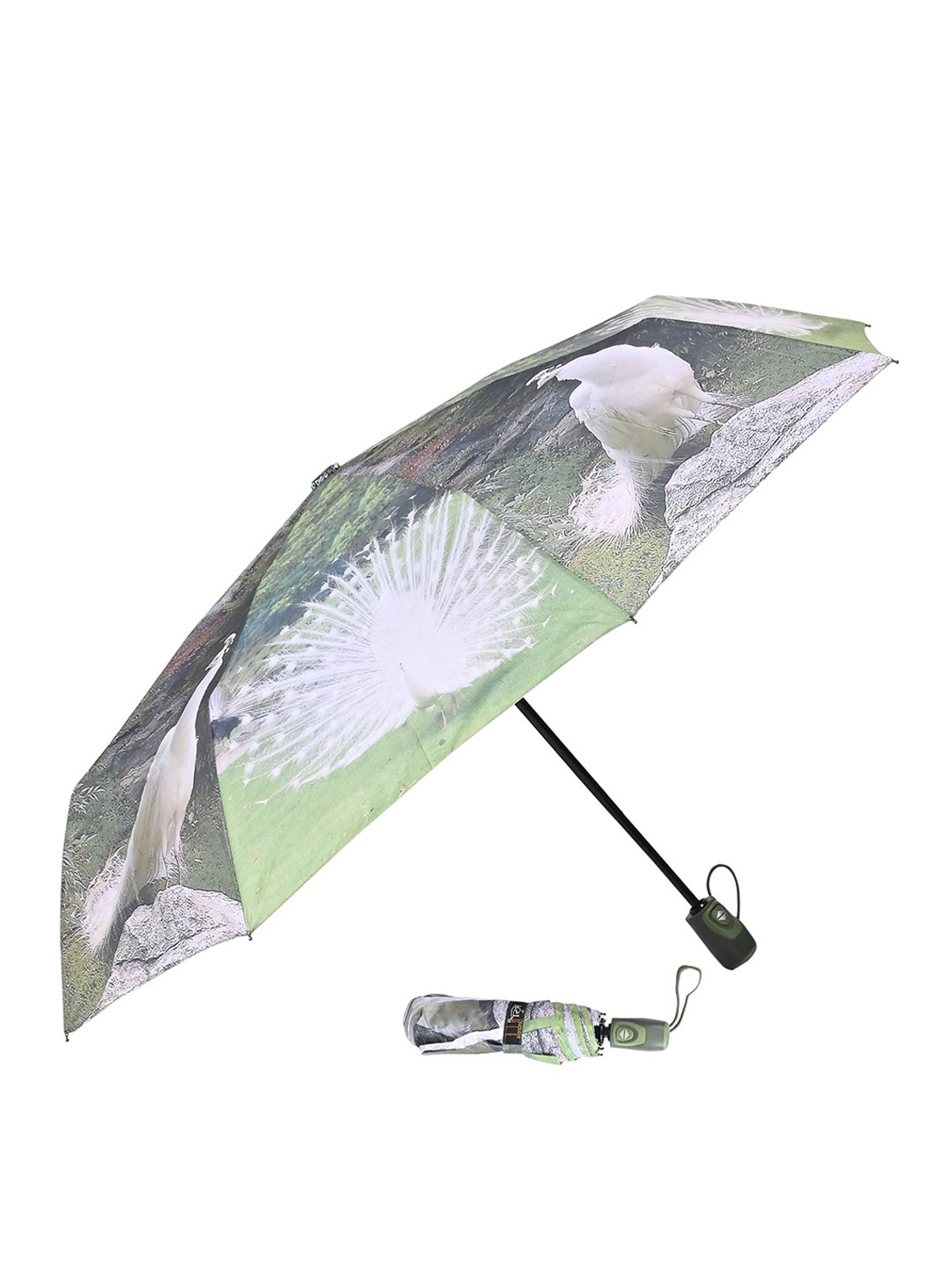 

LOOM LEGACY Automatic 3 Fold Floral Printed Umbrellas, Green