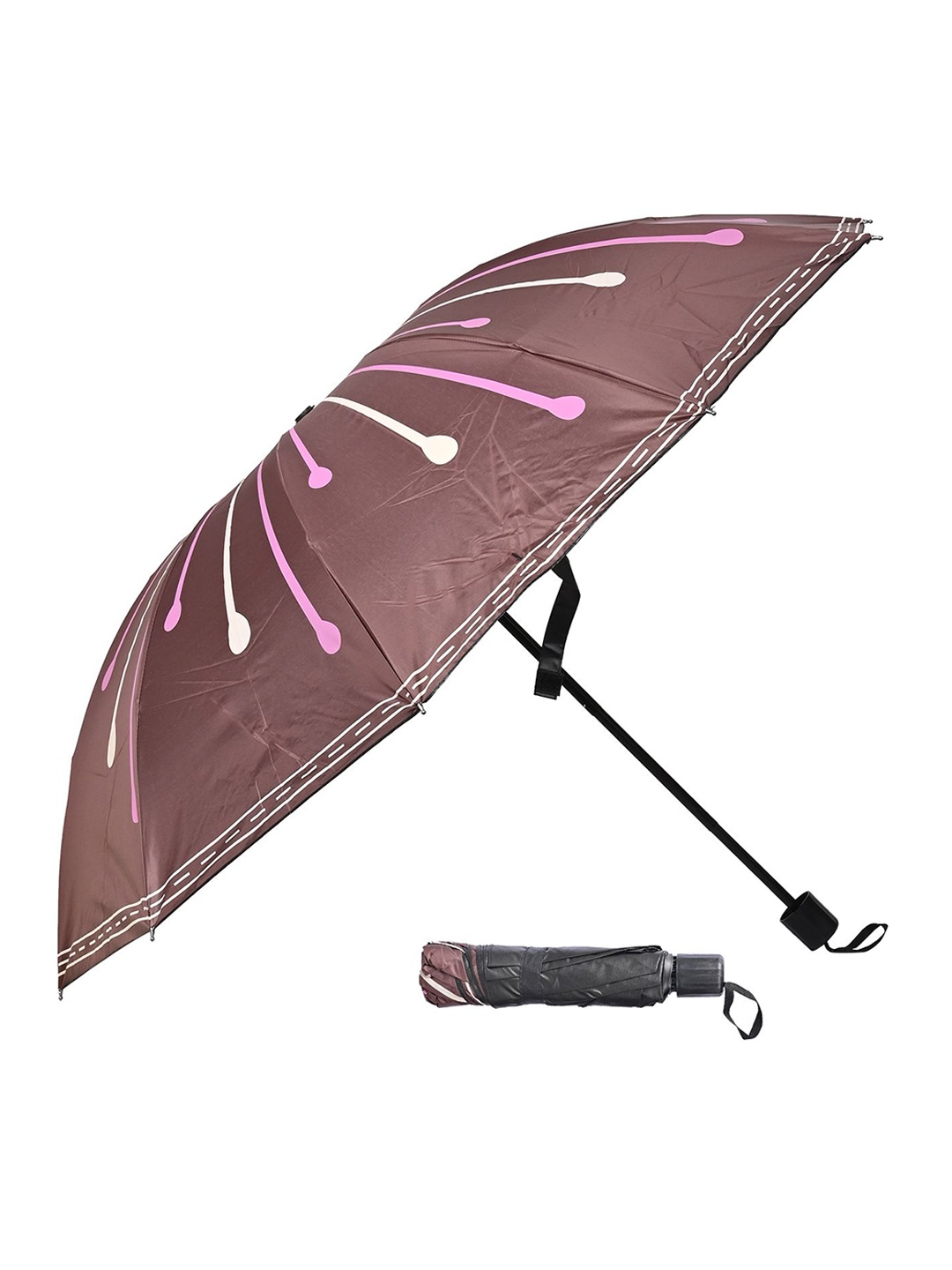 

LOOM LEGACY Manual 3 Fold Floral Umbrellas, Brown