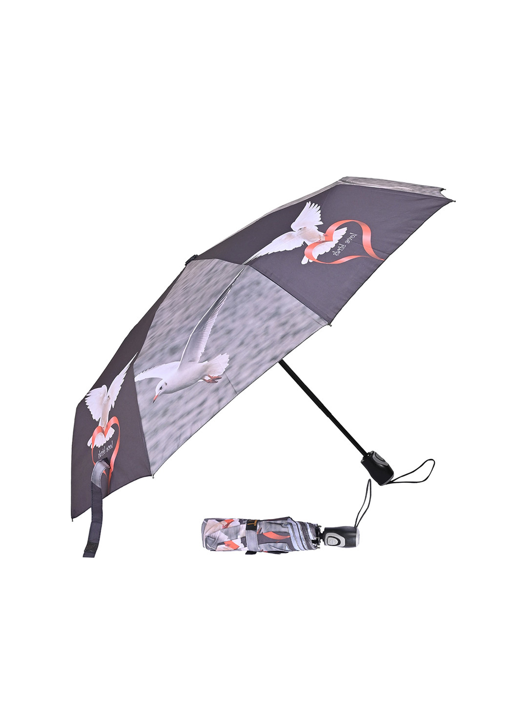 

LOOM LEGACY 3 Fold Printed Rain & Sun Protective Auto Open and Close Automatic Umbrella, Black