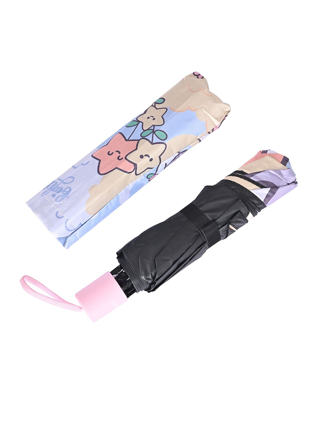 

LOOM LEGACY Manual 3 Fold Cartoon Characters Printed Umbrella, Pink