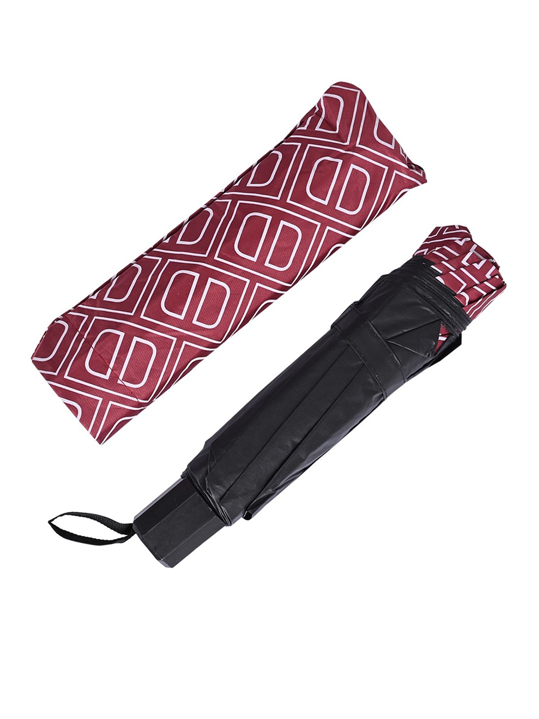 

LOOM LEGACY Manual 3 Fold Geometric Printed Umbrellas, Maroon