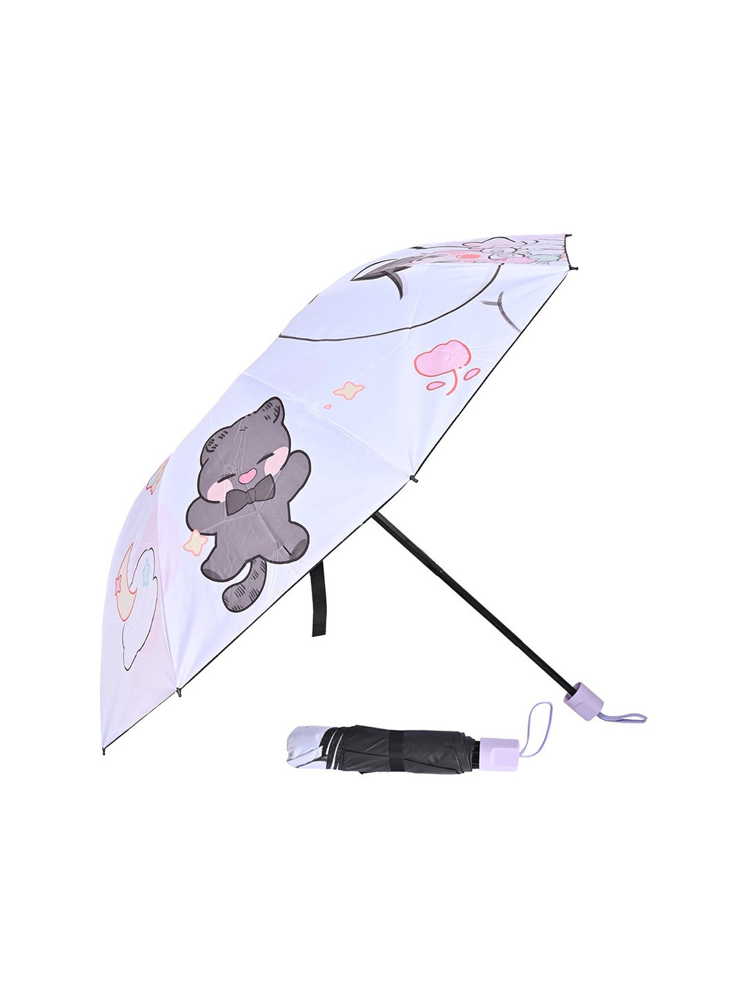 

LOOM LEGACY Manual 3 Fold Cartoon Characters Printed Umbrella, Grey