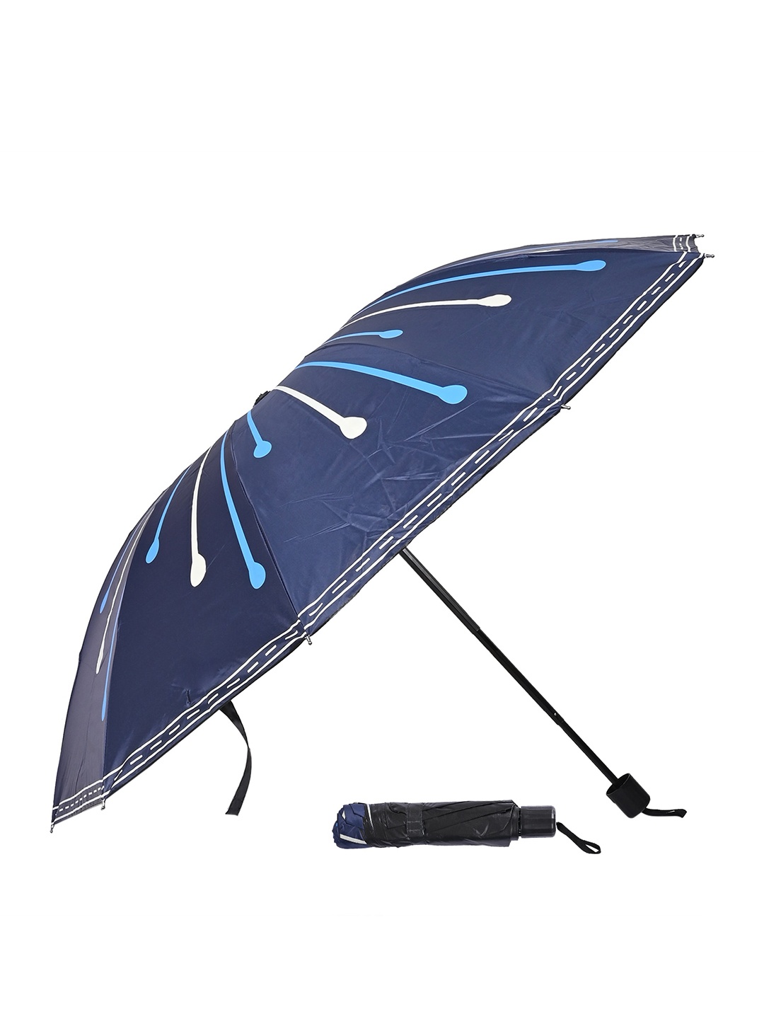 

LOOM LEGACY Manual 3 Fold Floral Printed Umbrellas, Blue