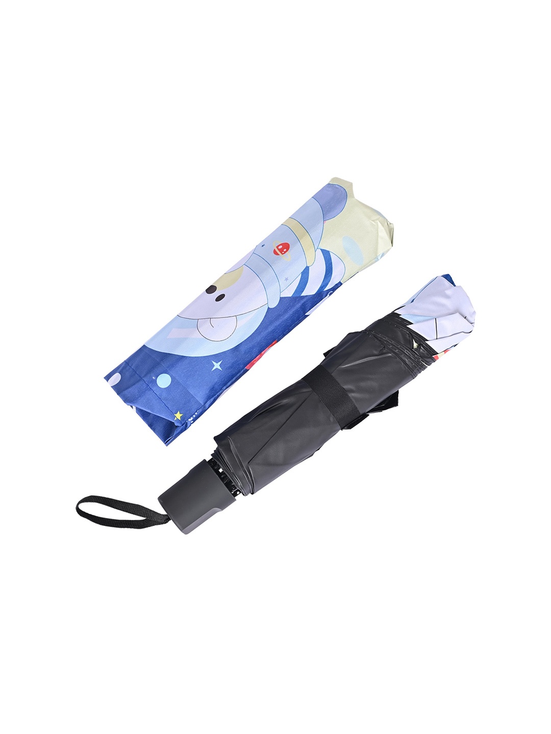 

LOOM LEGACY Manual 3 Fold Cartoon Characters Printed Umbrella, Blue