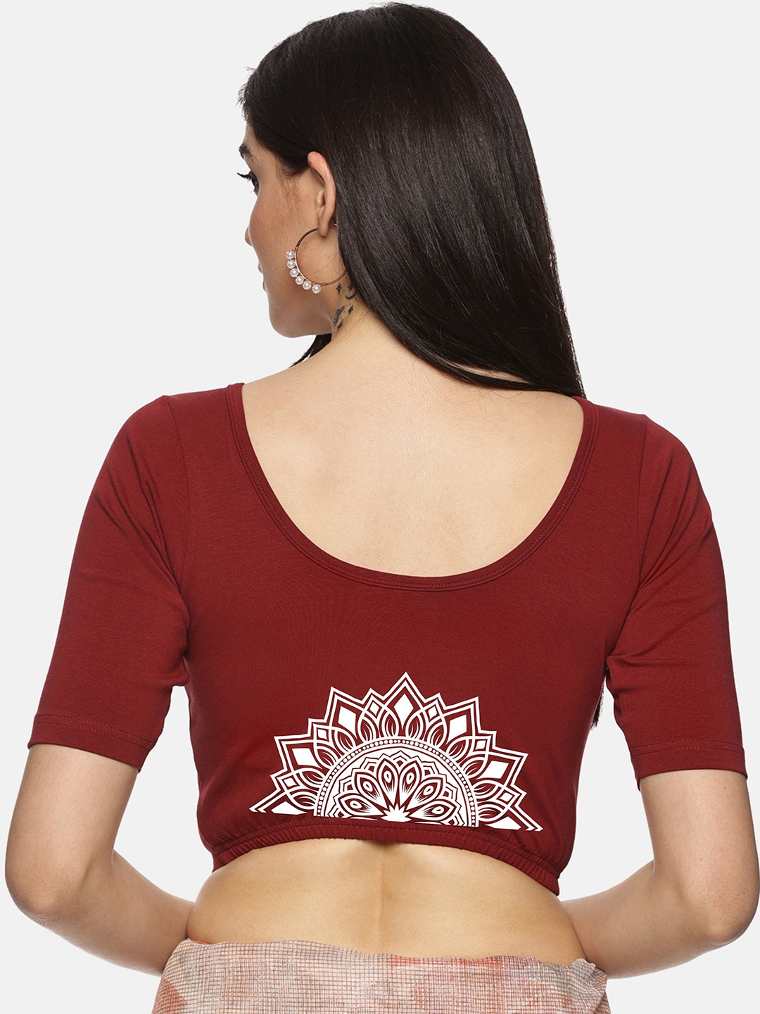 

NOT YET by us Printed Stretchable Saree Blouse, Maroon