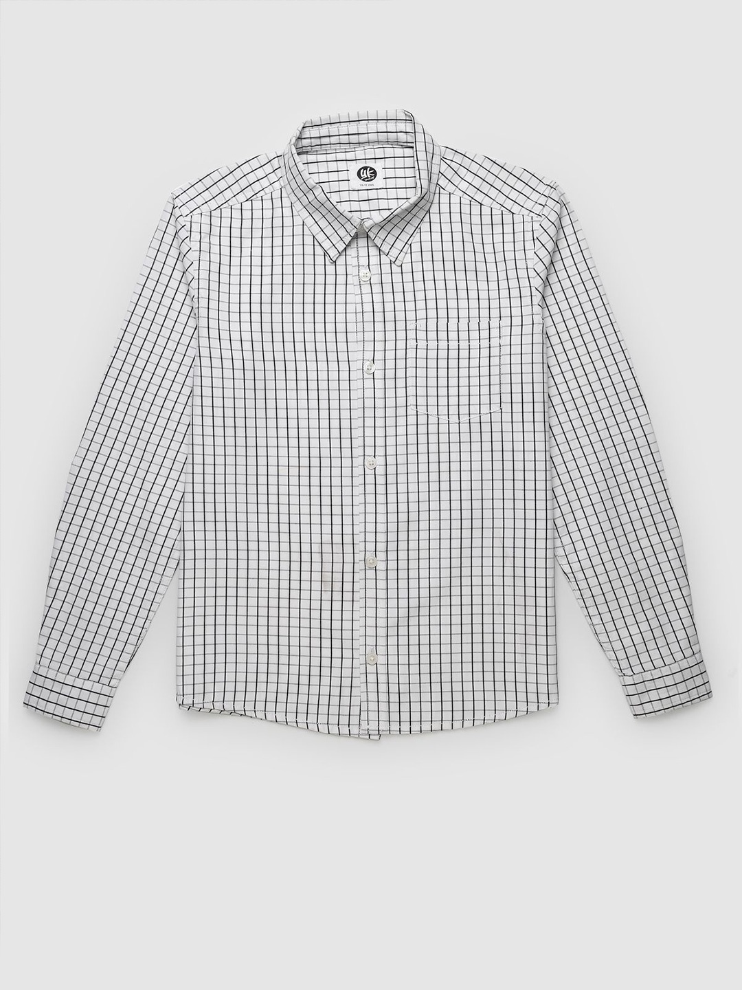 

YK Boys Spread Collar Long Sleeves Comfort Gingham Checks Cotton Checked Casual Shirt, White