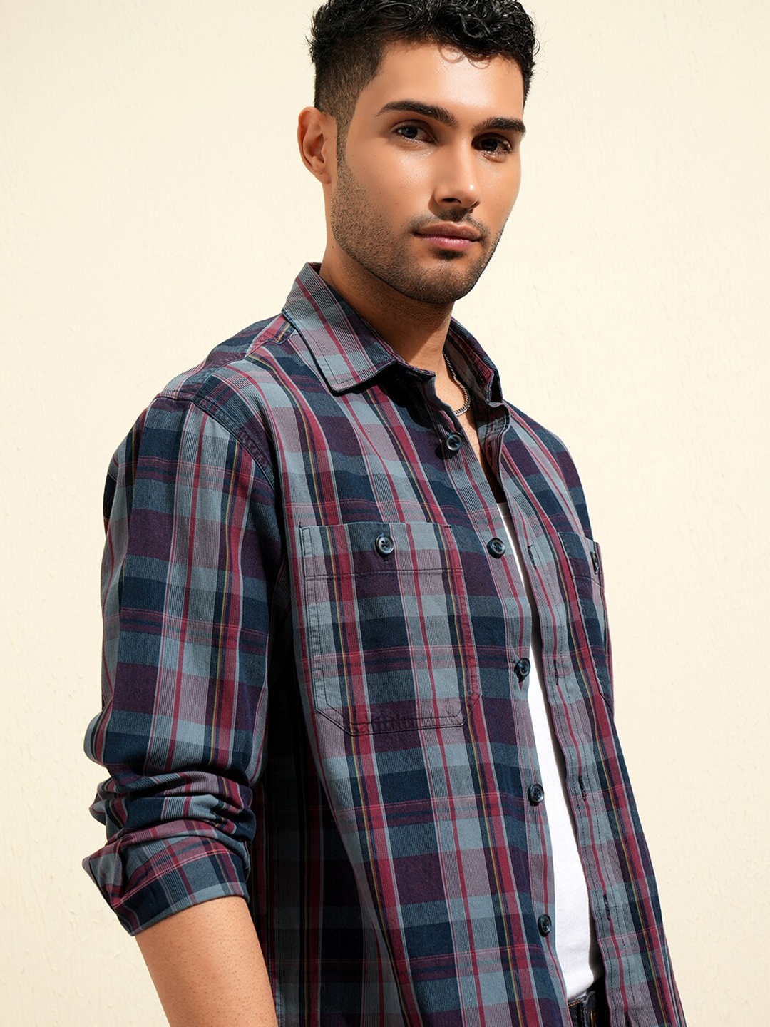 

LOCOMOTIVE Premium Rust & Navy Blue Indigo Washed Dobby Over Shirt