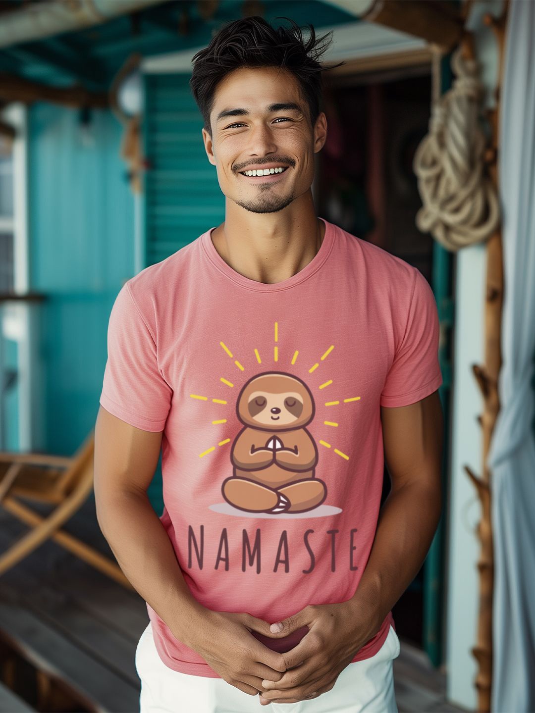 

MOD ECRU Unisex Round Neck Printed Cotton T-shirt, Pink