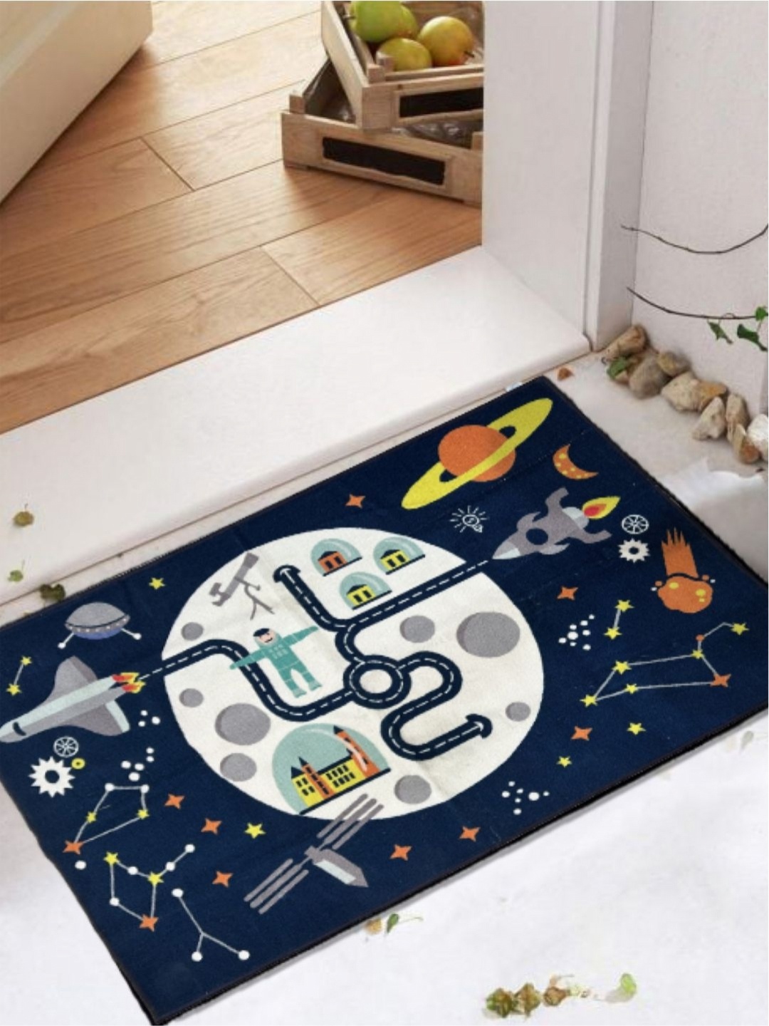 

URBAN SPACE Navy Blue & White Cartoon Characters Anti-Skid Floor Mat