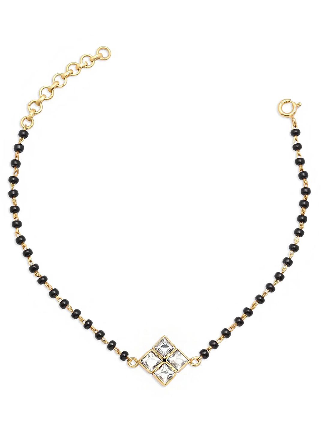 

Unniyarcha Gold-Plated Kundan-Studded 925 Silver Wraparound Mangalsutra Bracelet