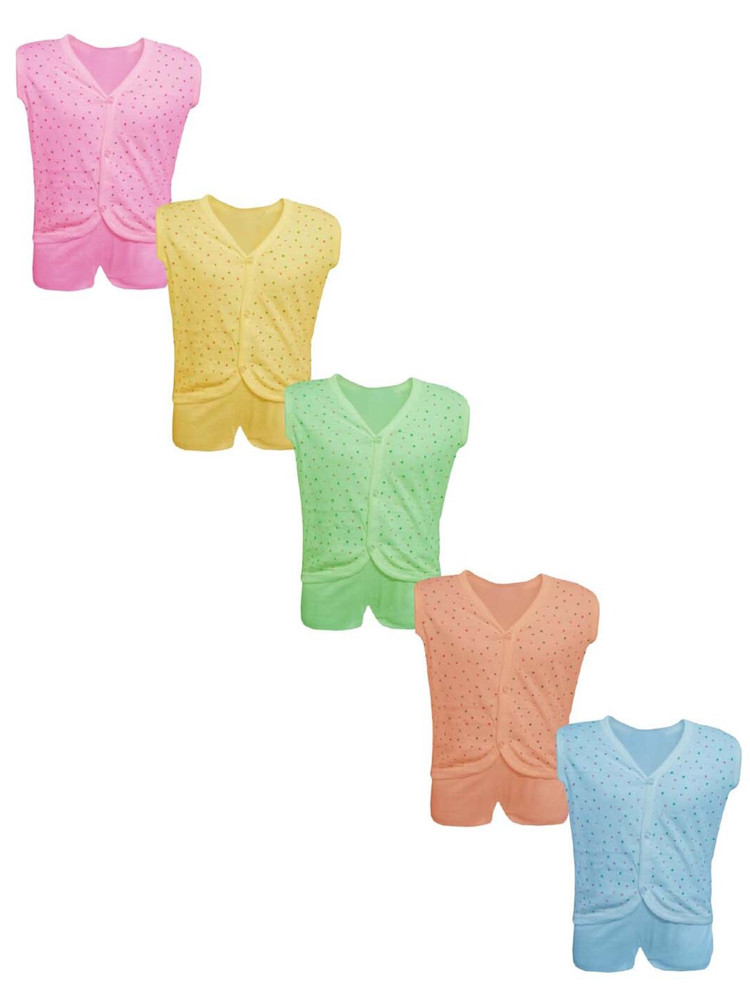 

MRB Infants Boys Pack Of 5 Printed Pure Cotton T-shirts With Shorts, Pink