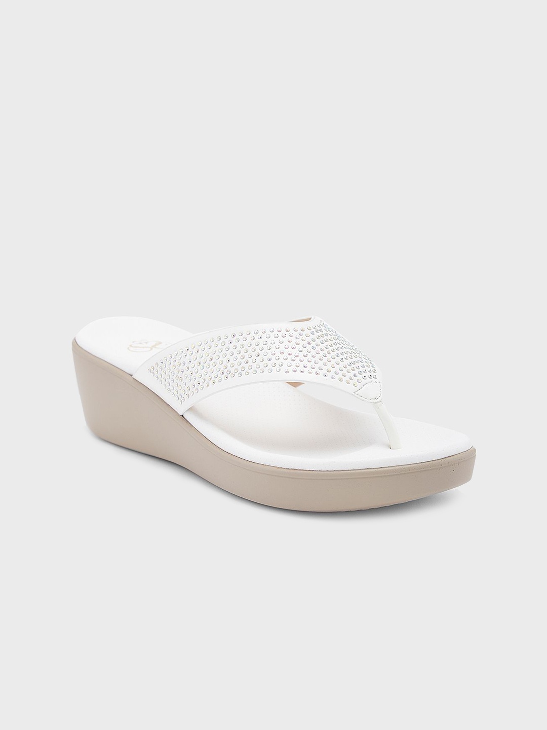 

Sole To Soul Women Embellished Wedge Sandals, White