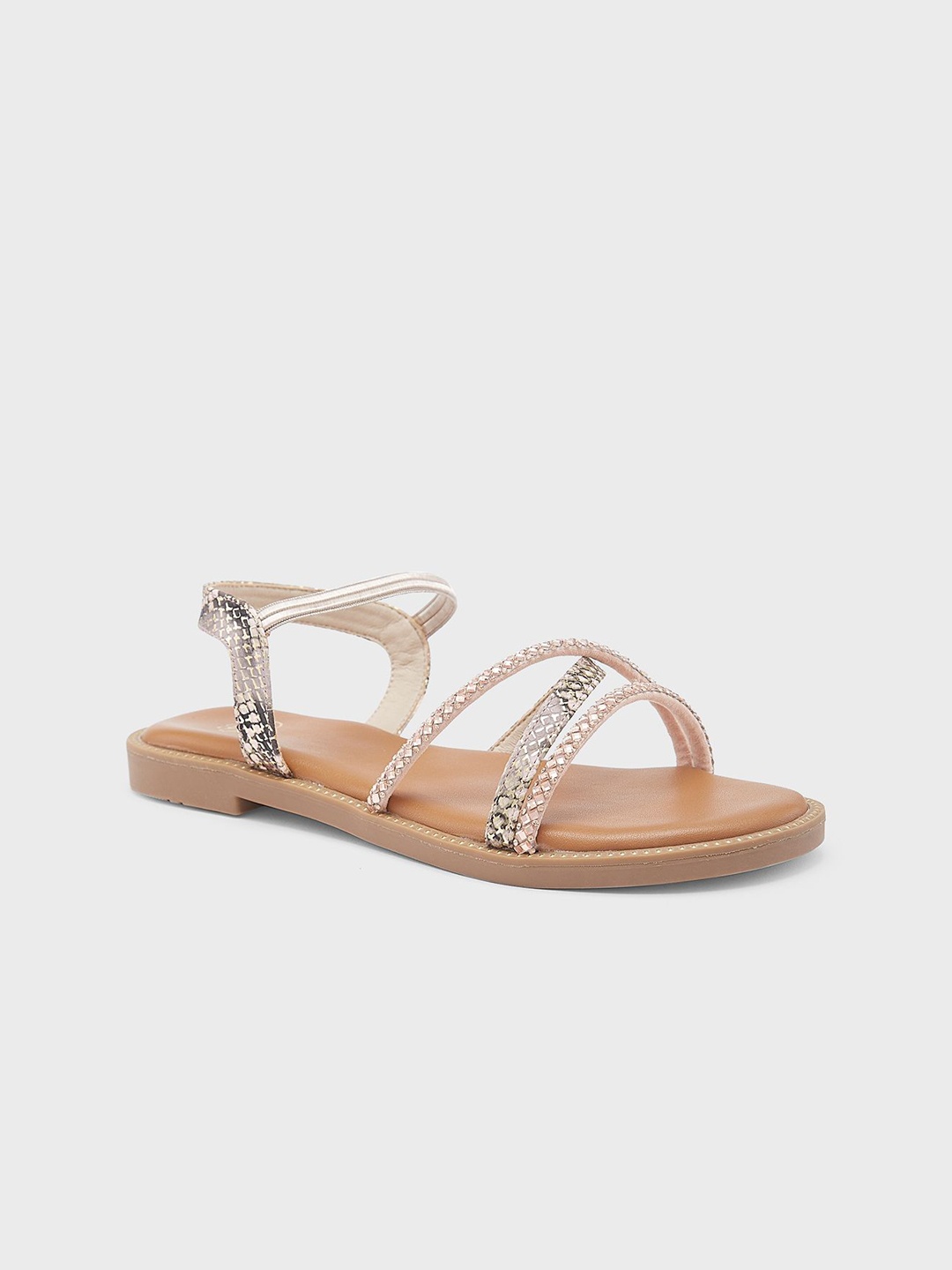 

Sole To Soul Women Embellished Open Toe Flats, Champagne