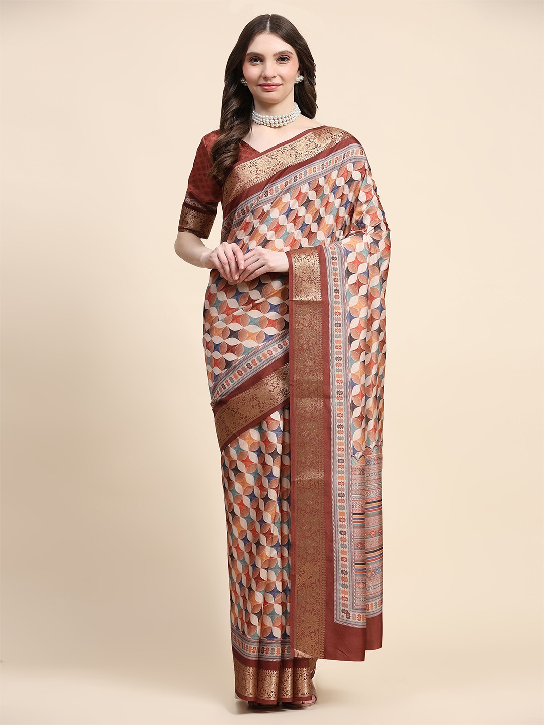 

PRATIBIMB Ethnic Motifs Zari Pure Silk Saree, Maroon