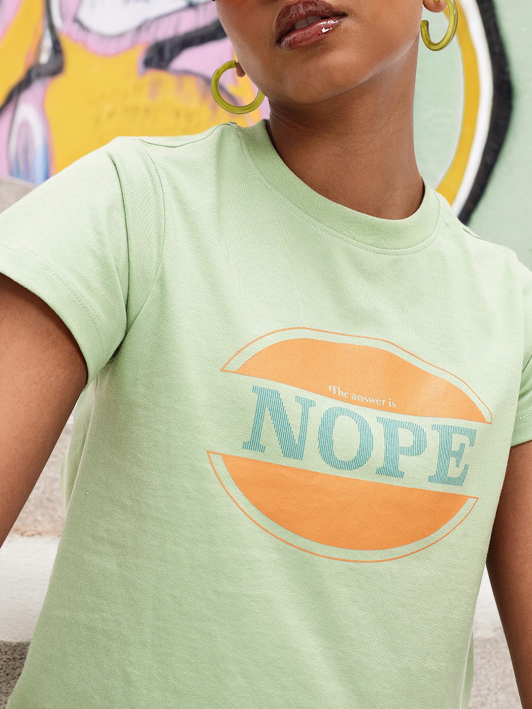 

DressBerry Optimism Printed Round Neck T-shirt, Green