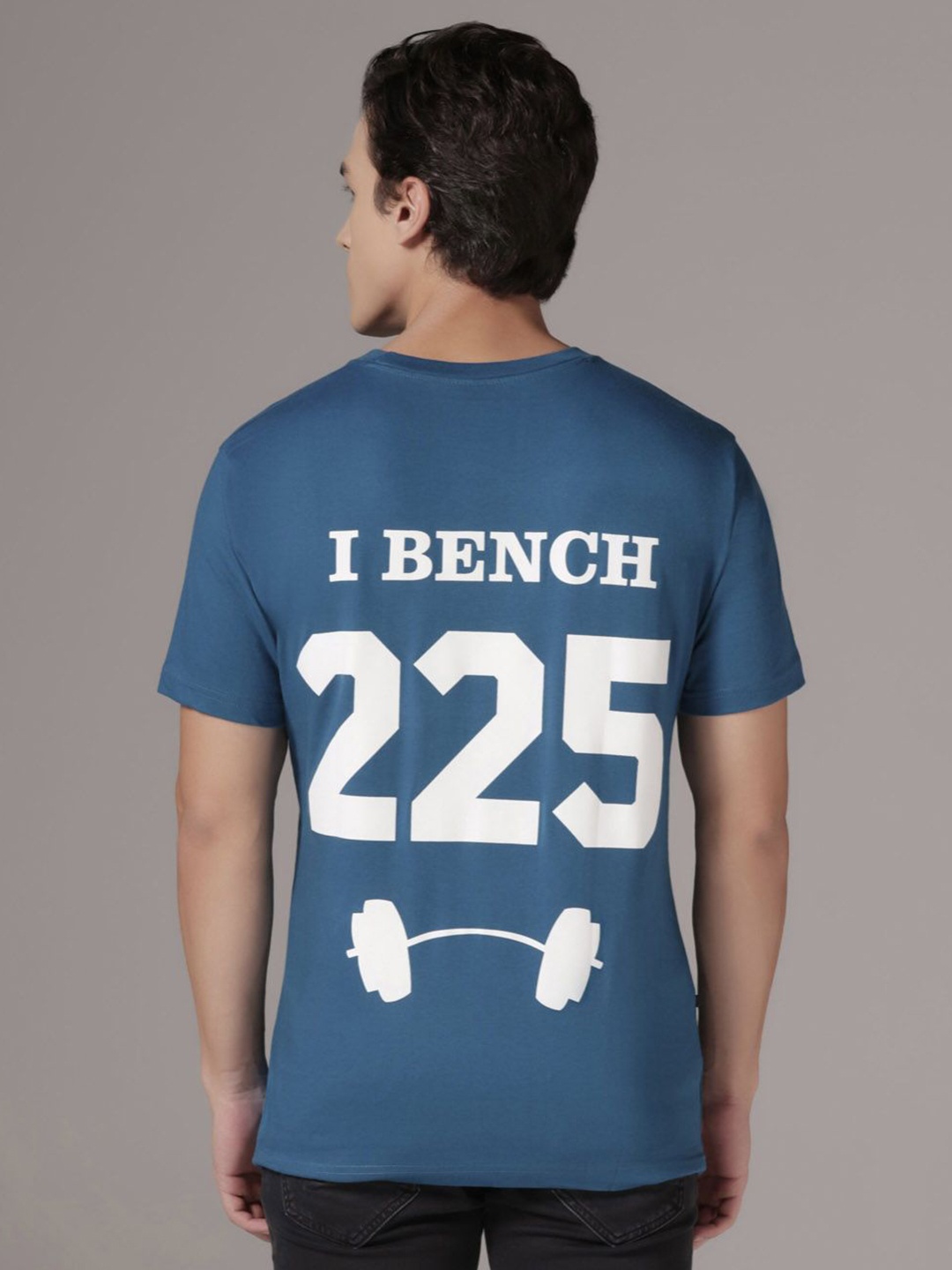 

DI LUSSO Men Typography Printed Round Neck T-shirt, Navy blue